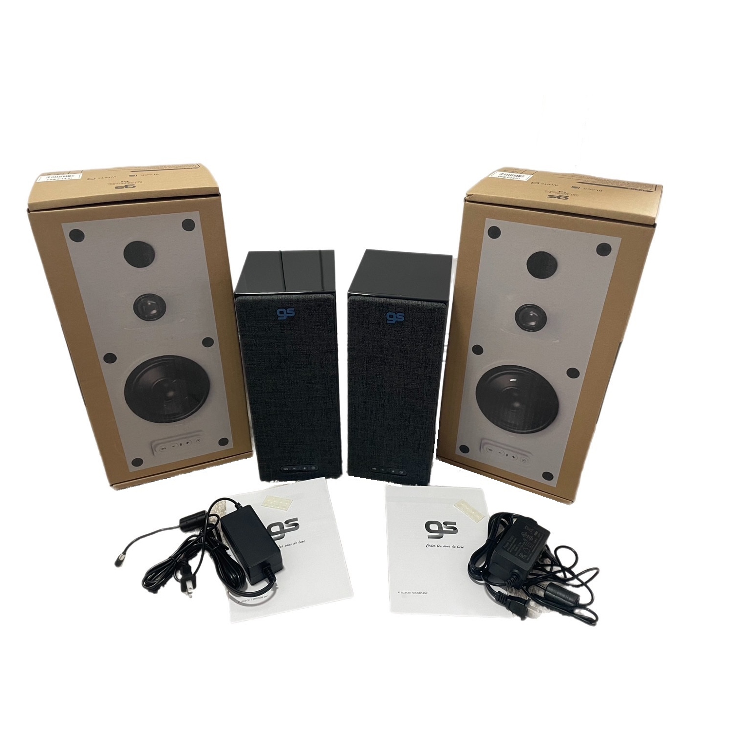 GS CLEO Bookshelf Speaker Black colour, per pair, Bluetooth 5.0, 24V/DC 2A input configuration, unit size: 320*130*162.5mm