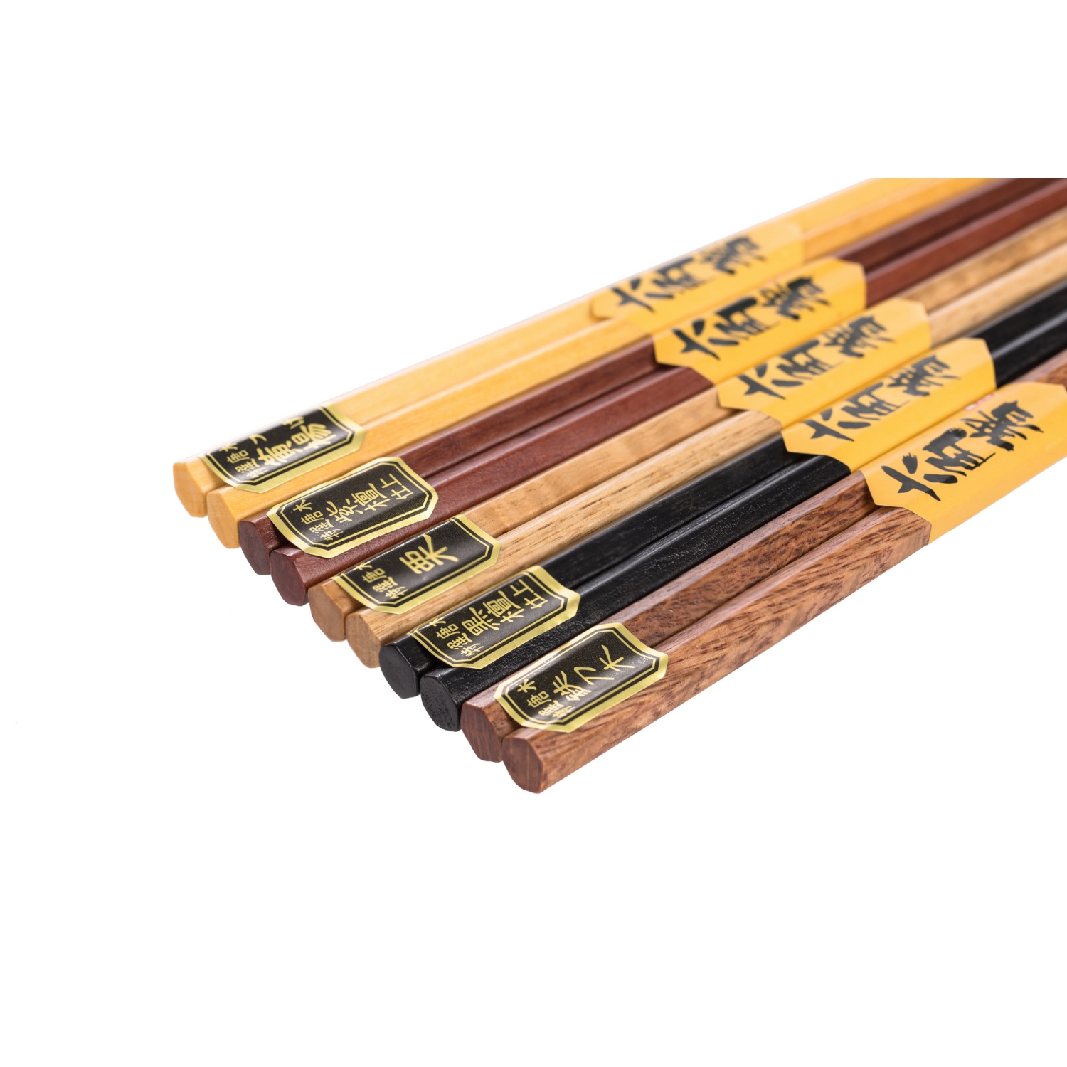 5 paires de baguettes en bois franc réutilisable japonais standard biologique