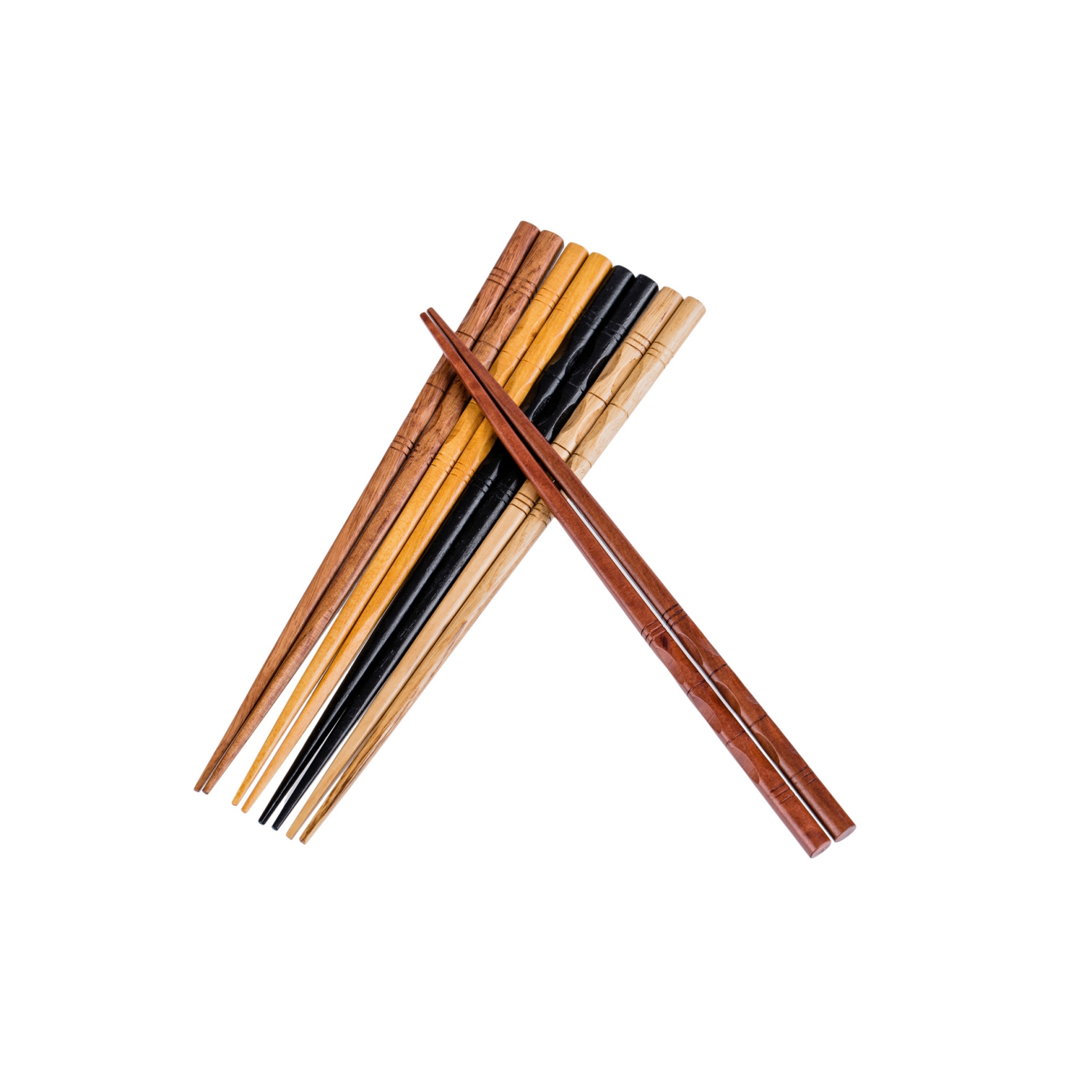 5 Pair Organic Classic Hardwood Japanese Reusable Wood Chopsticks