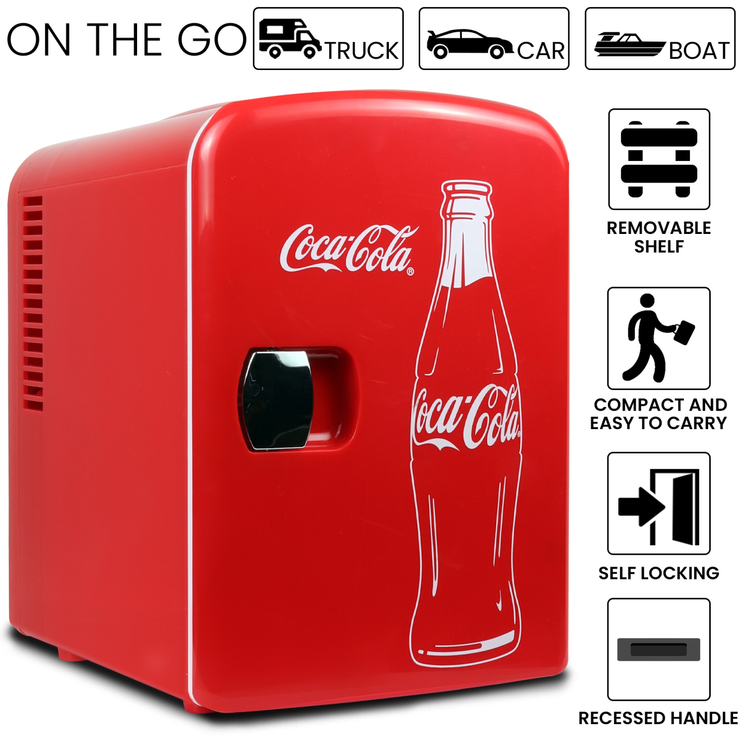 Koolatron - Mini Réfrigérateur Nostalgique Coca-Cola, Capacité de 4 Litres ou 6 Canettes, Rouge