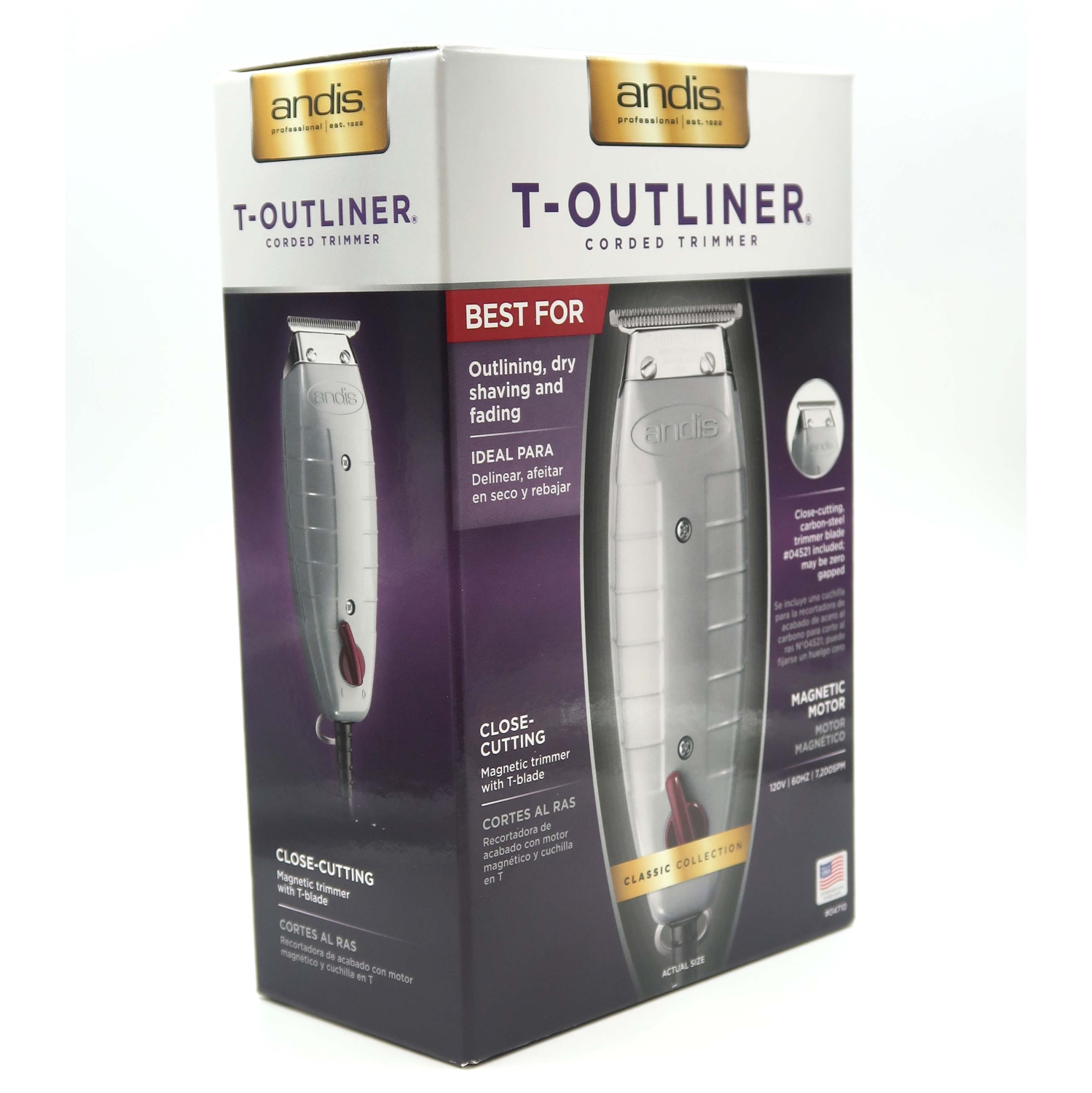 Andis 01690 Fade Master Hair Clipper with Andis 04710 T-Outliner Trimmer and Apron