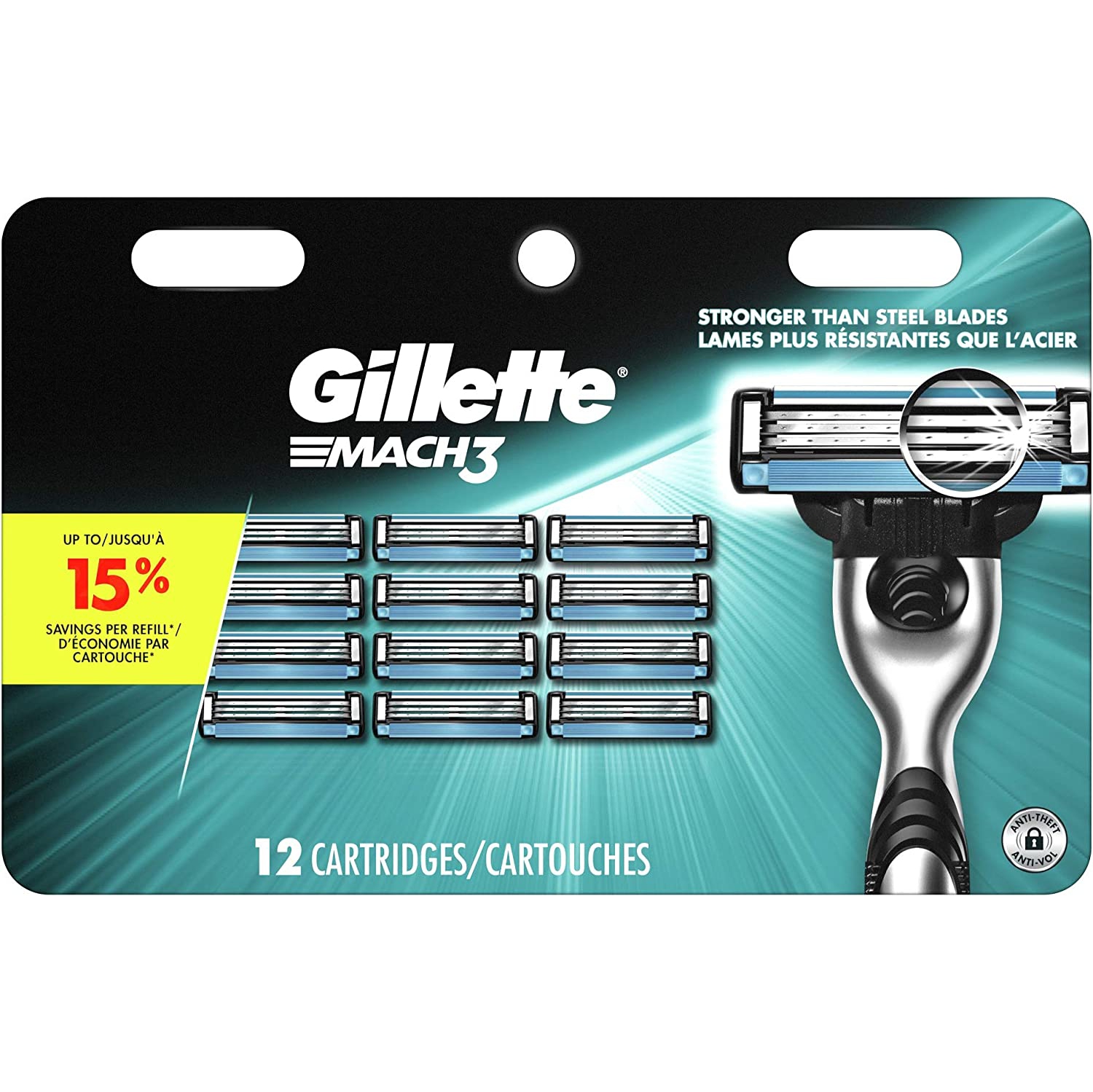 Gillette Mach3 Men's Razor Blade Refills, 12 Refills