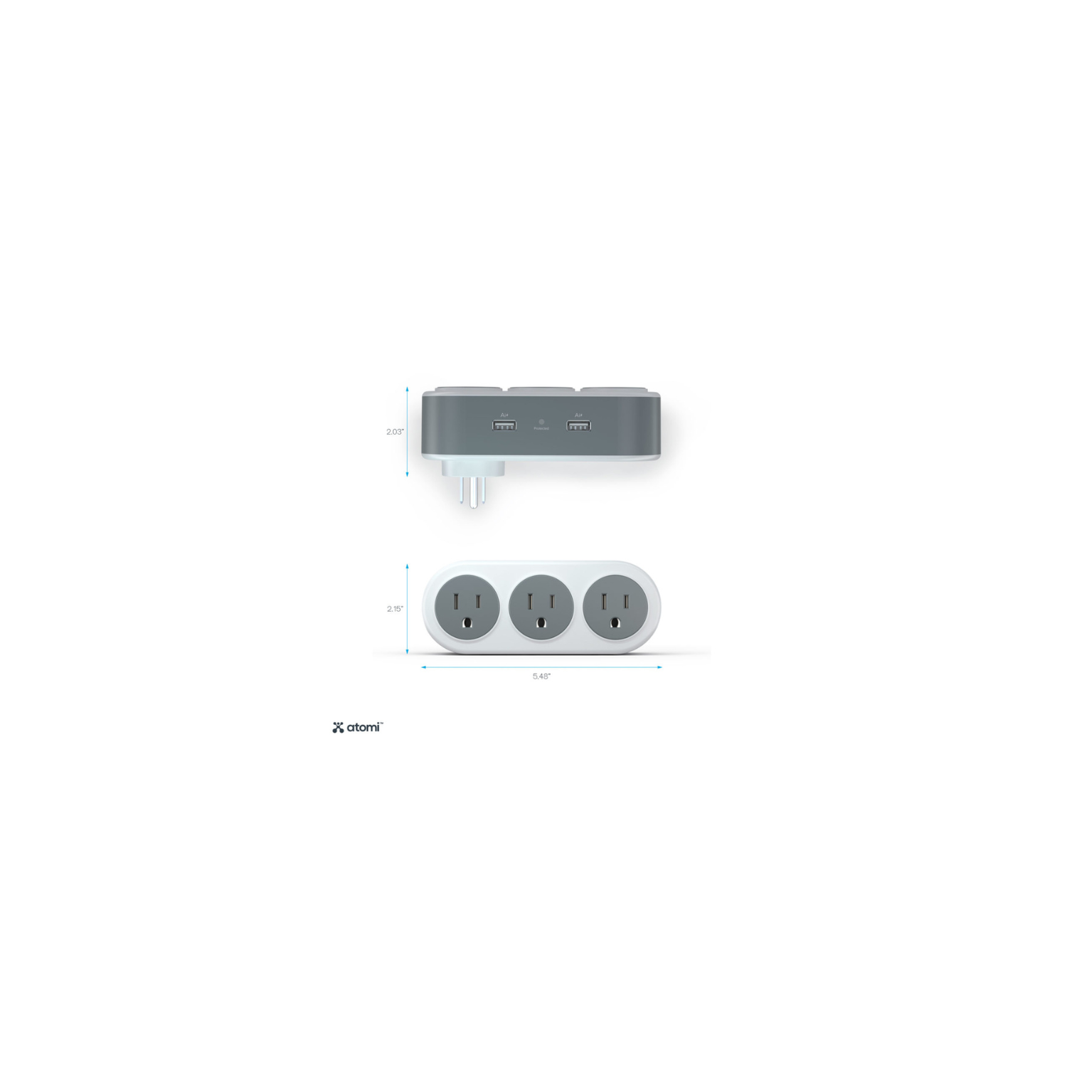 Atomi AT1198 Rotating 3-Outlet Surge Protector