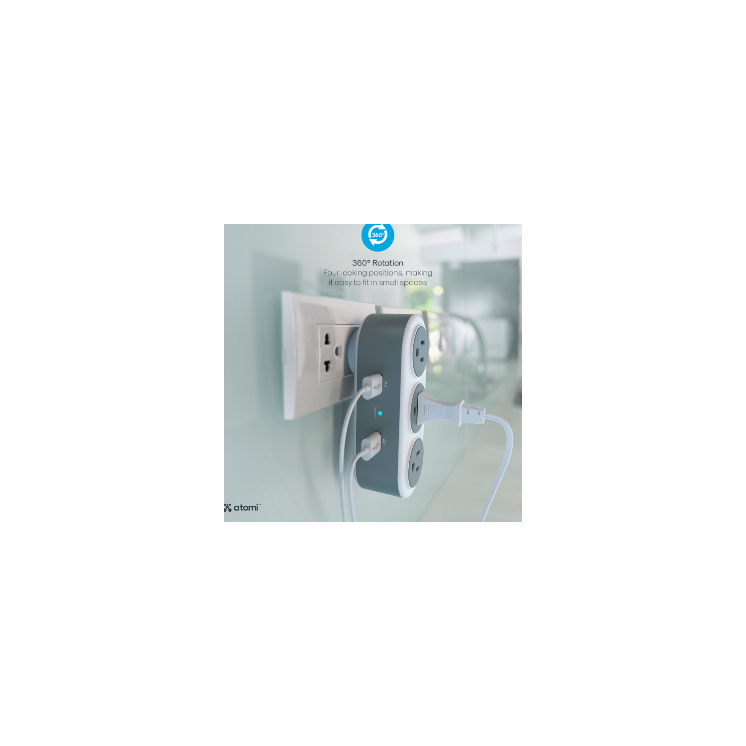 Atomi AT1198 Rotating 3-Outlet Surge Protector