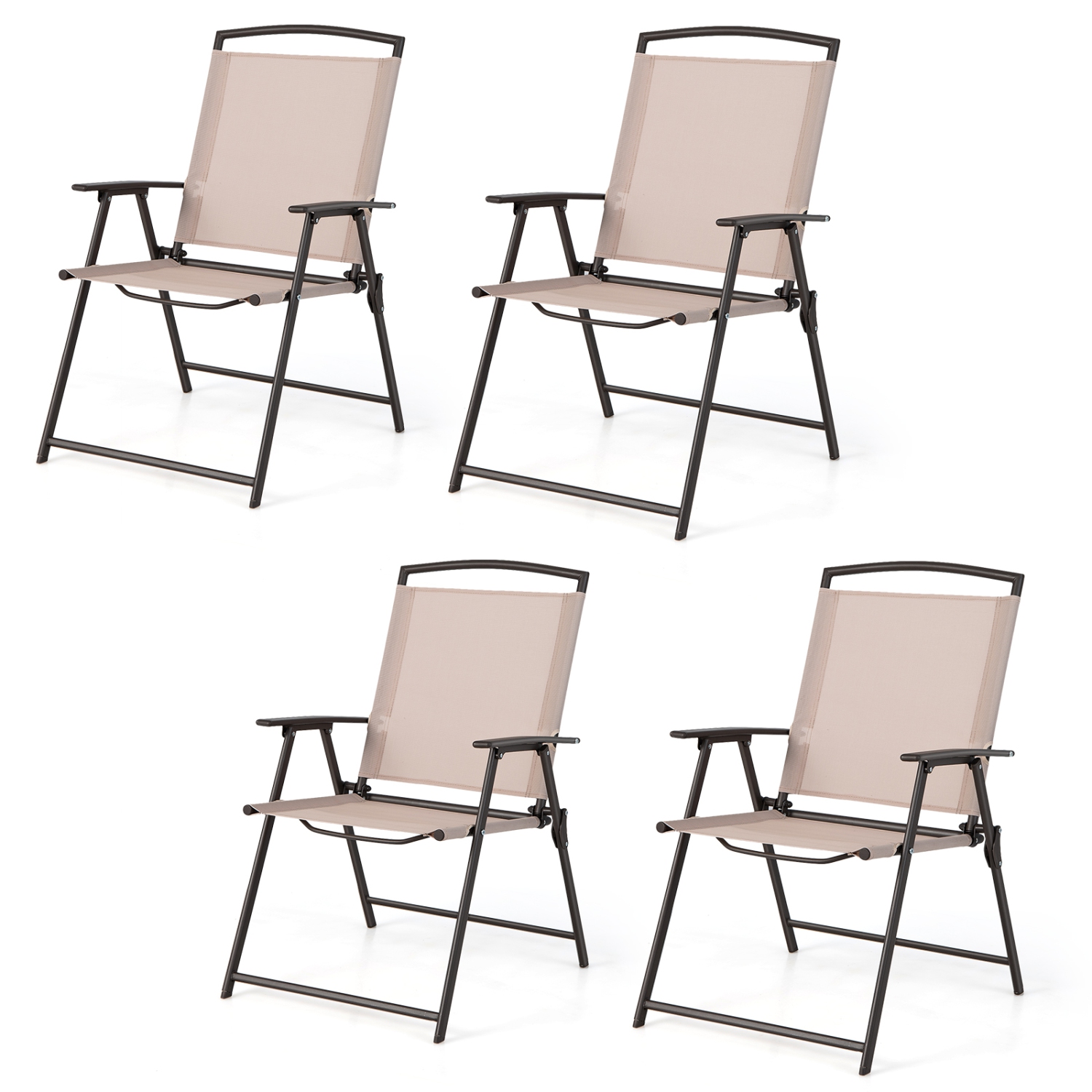 Topbuy 2/4 Piece Patio Folding Chairs Outdoor Dining Chairs w/ Breathable Fabric Heavy Duty Steel & Rustproof Steel Frame