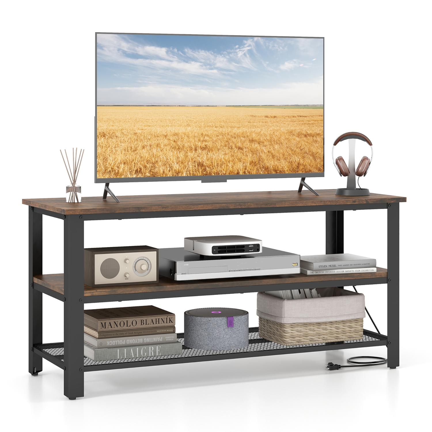 Gymax TV Stand for TVs up to 50 Inches 3-Tier Entertainment Center