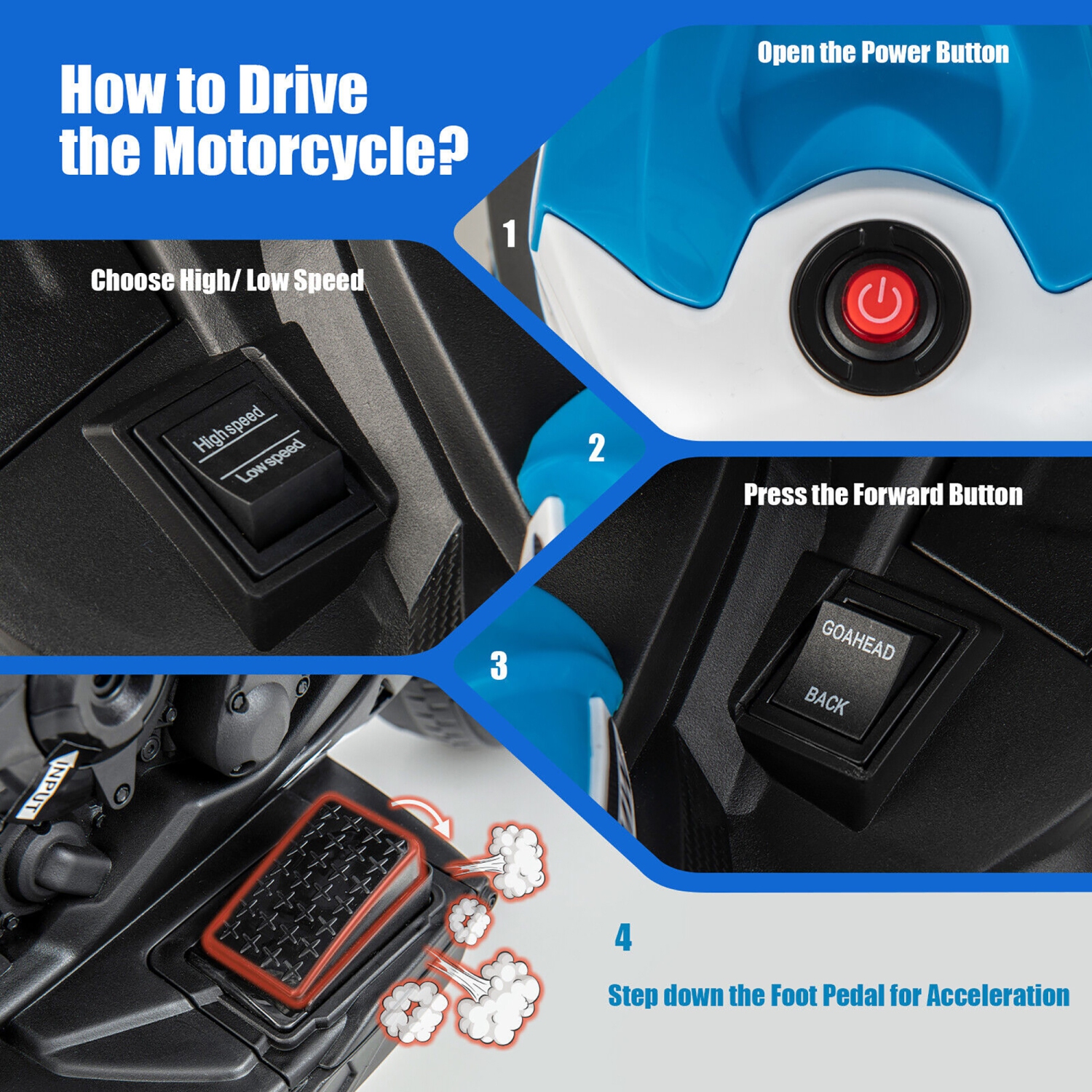 Gymax 12V Kids Ride on Motorcycle Licensed BMW 3 Wheels Electric Toy w/ Light & Music