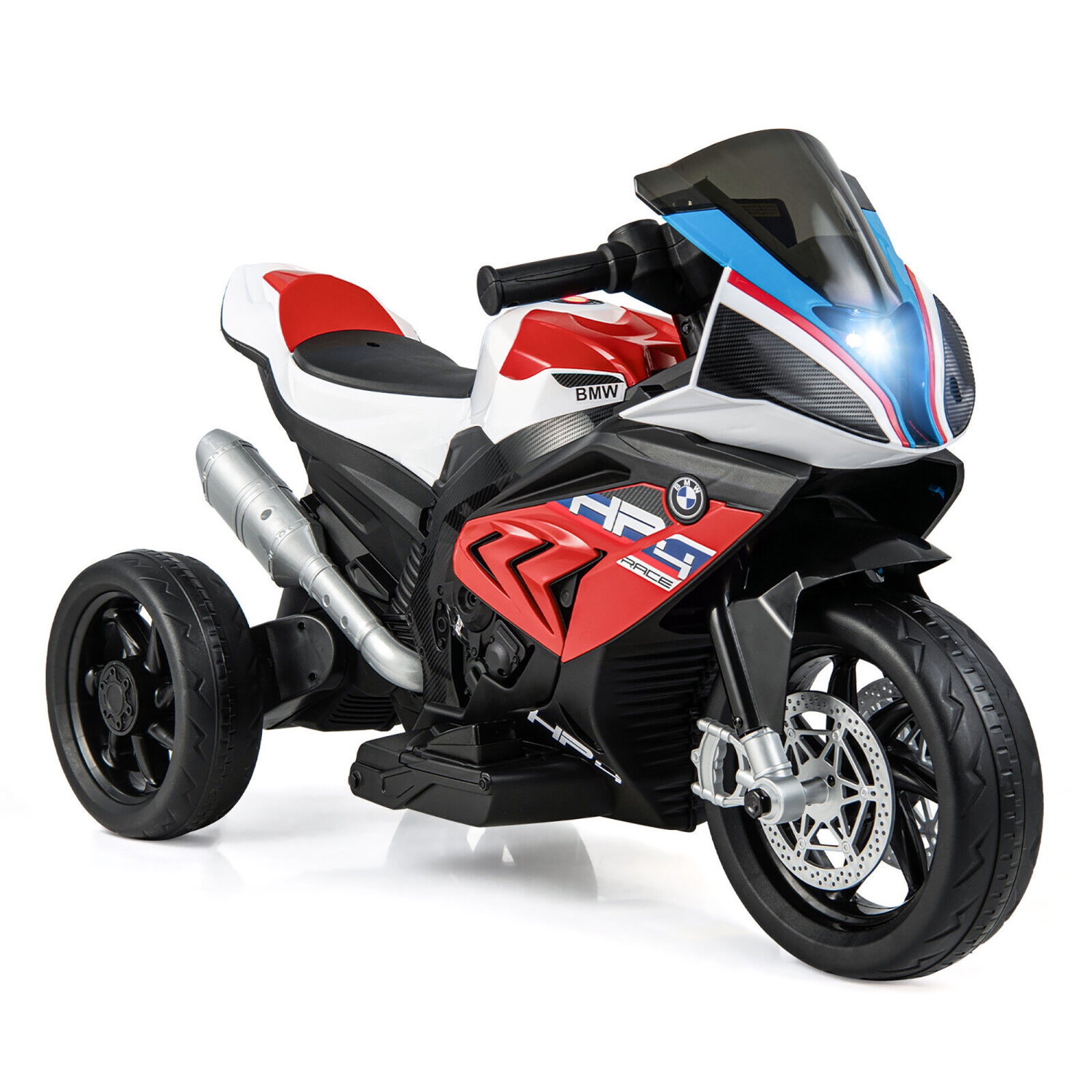 Gymax 12V Kids Ride on Motorcycle Licensed BMW 3 Wheels Electric Toy w/ Light & Music