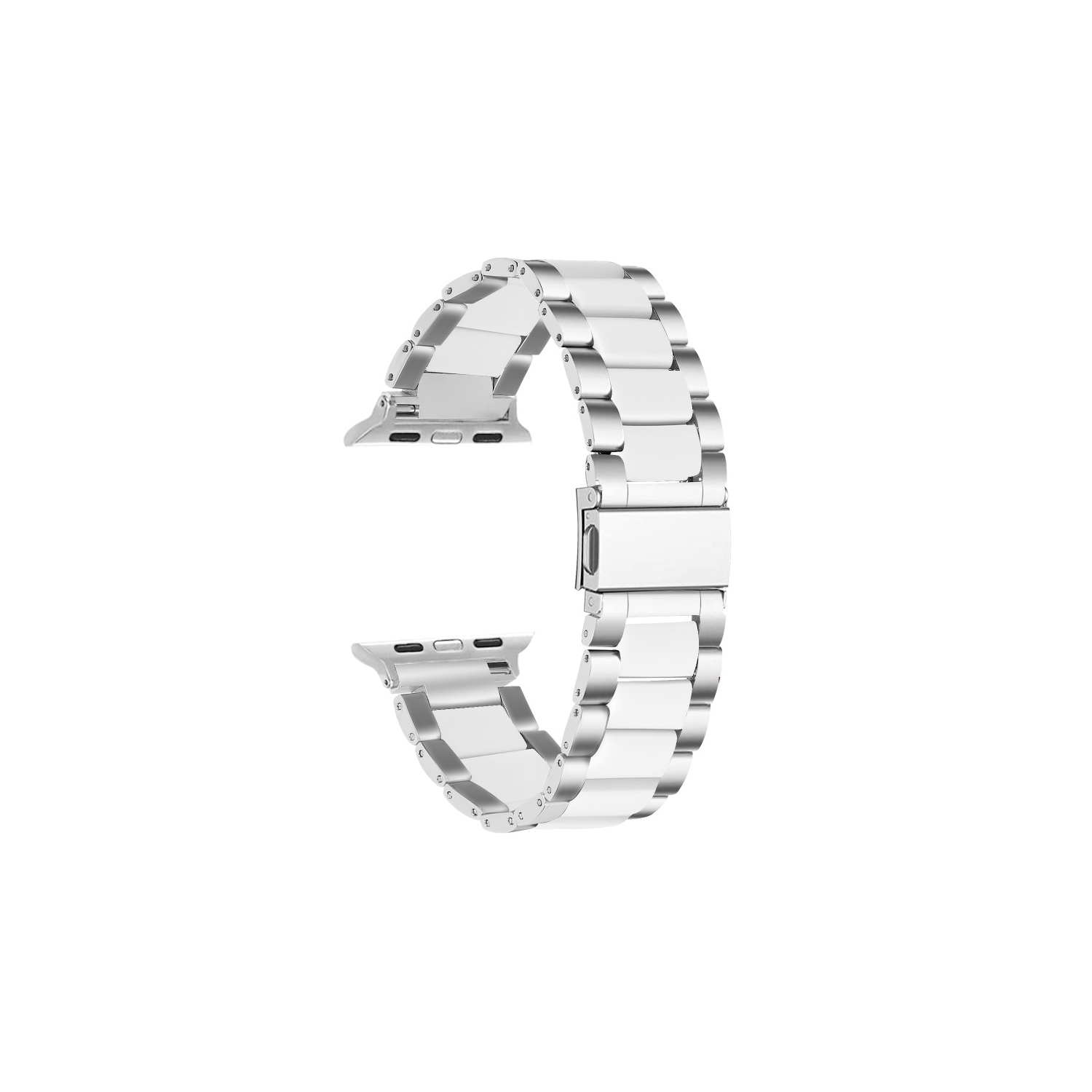 StrapsCo Stainless Steel & Resin Band for Apple Watch - Silver & White - 38mm