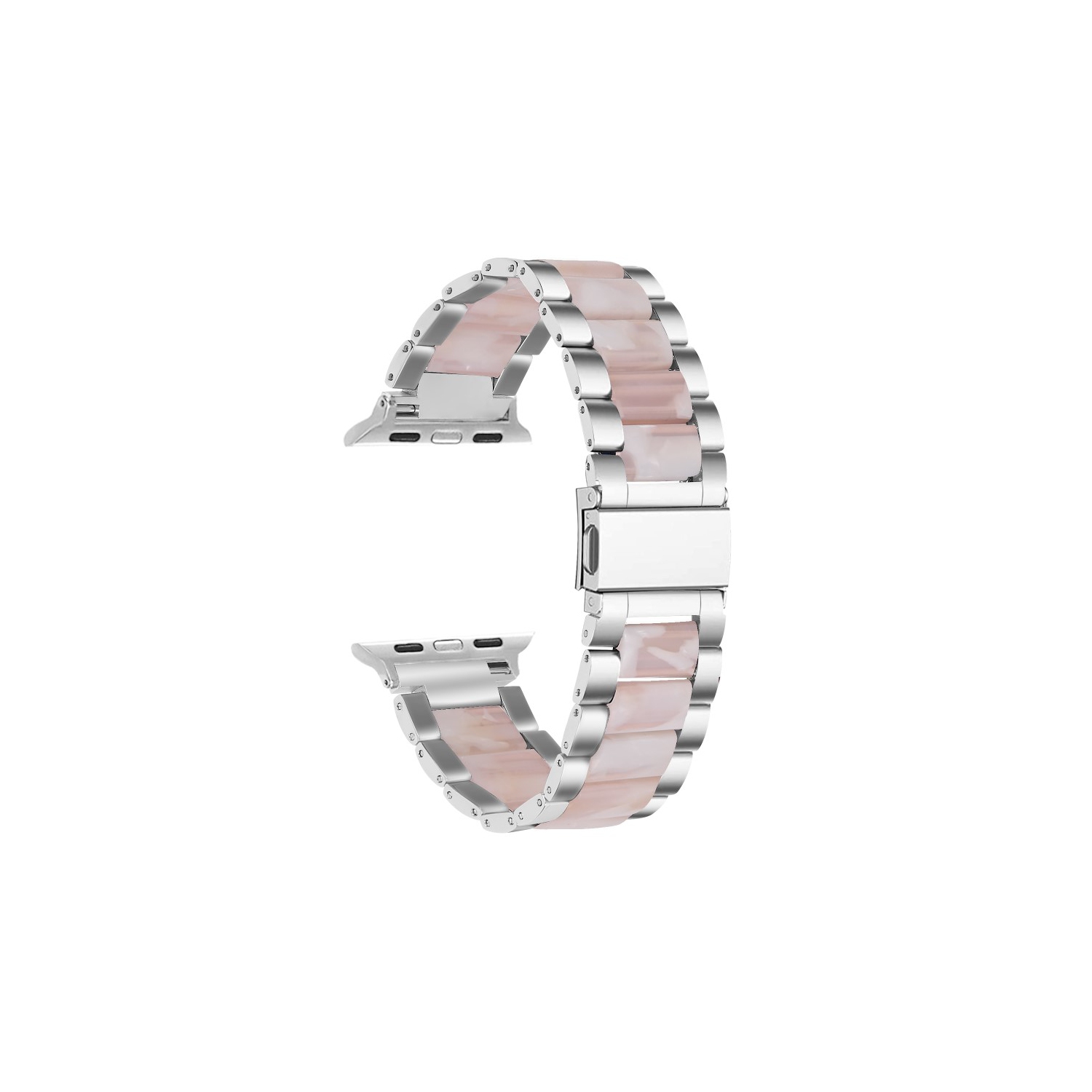 StrapsCo Stainless Steel & Resin Band for Apple Watch - Silver & White - 38mm