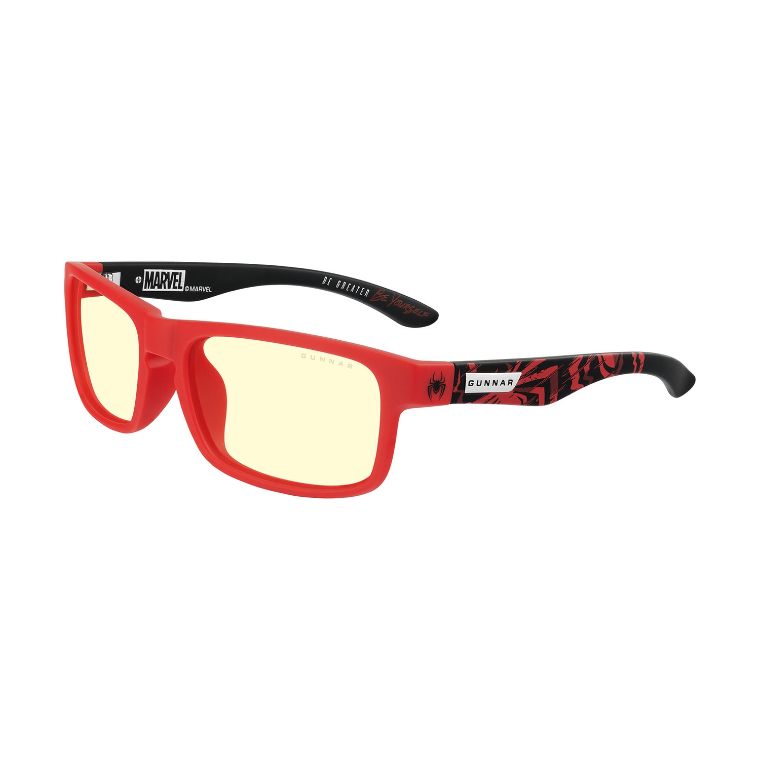 Gunnar Blue Light Glasses, Enigma, Marvel Spider-Man Miles Morales Edition, with GUNNAR-Focus, Amber Lens, 65% Blue Light and 100% UV Protection
