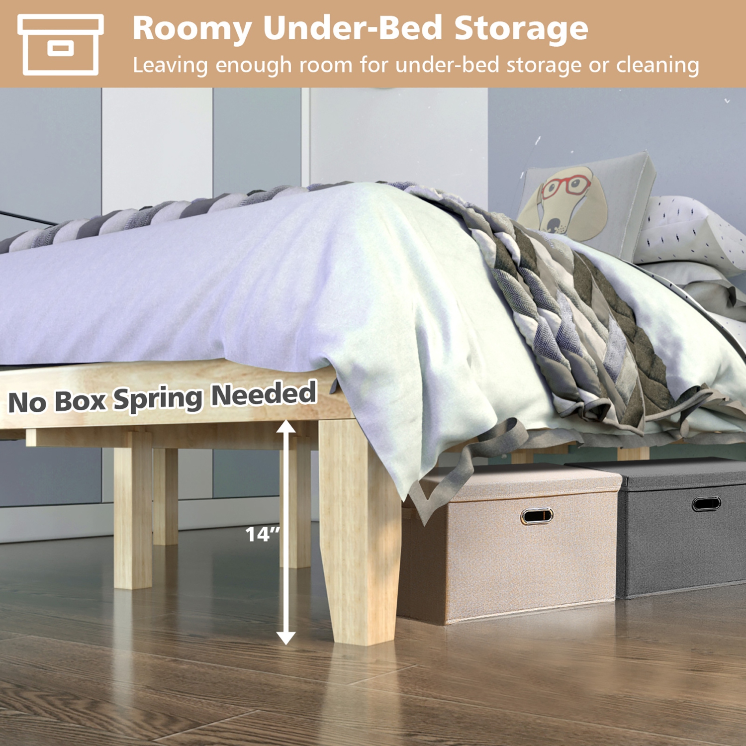 Costway Full Size Wood Bed Frame & 8" Foam Mattress Set CertiPUR-US Certified Natural/Espresso