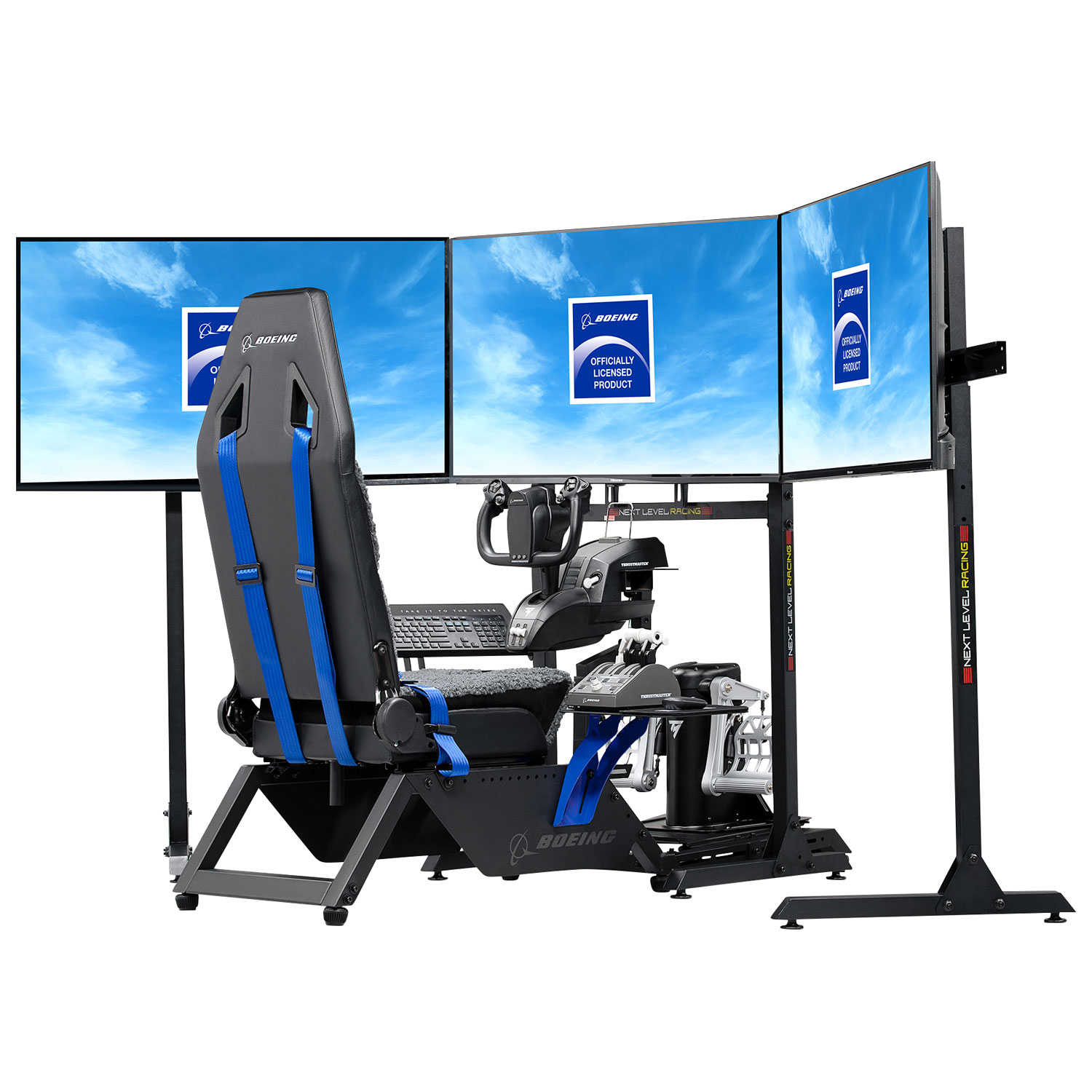 Poste de pilotage de simulation de vol édition commerciale Boeing d'UNI Next Level Racing - Noir