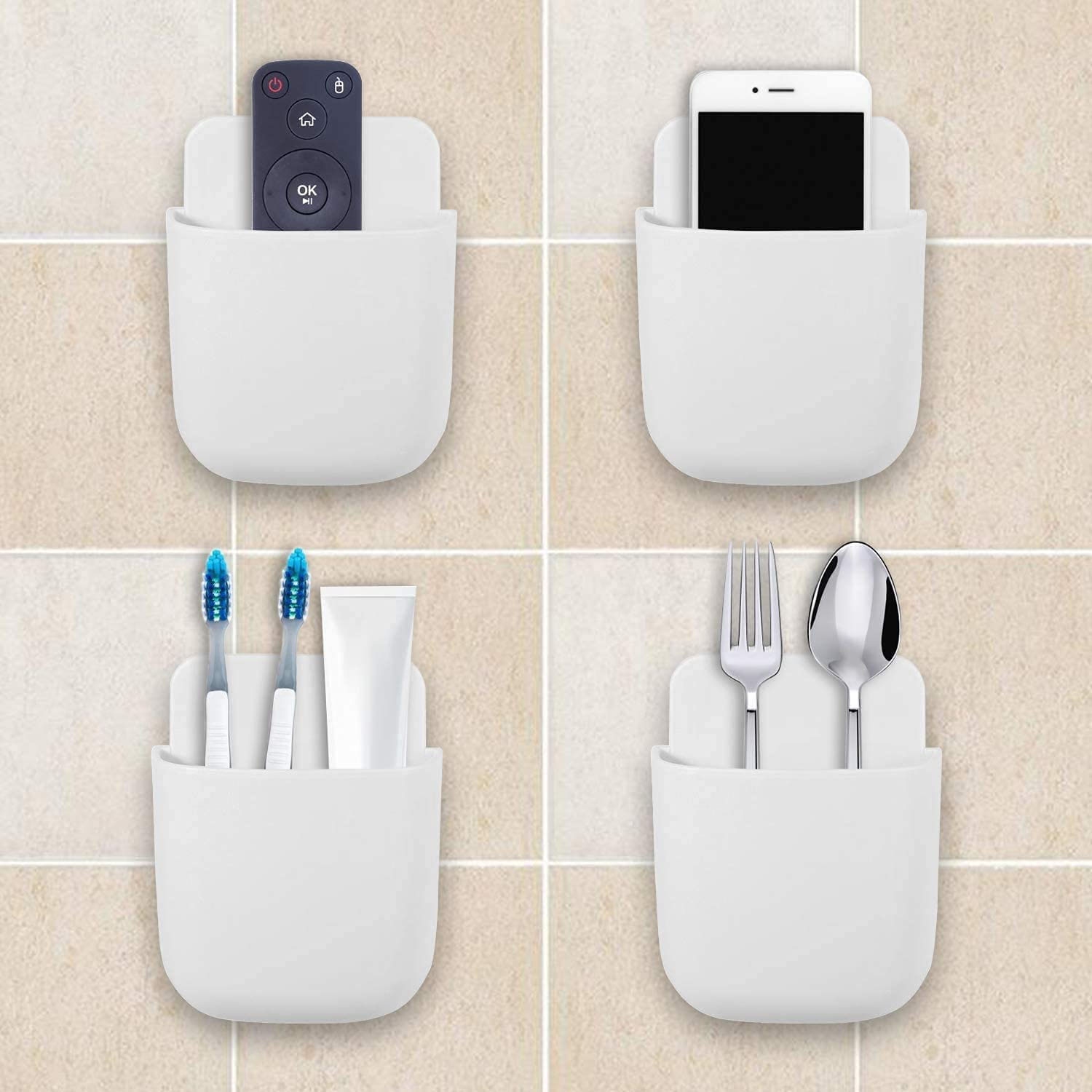 Universal Remote Holder Wall-Mounted Cell Phone Charging Holder Self-adhesive Storage Organizer For Kitchen Accessory