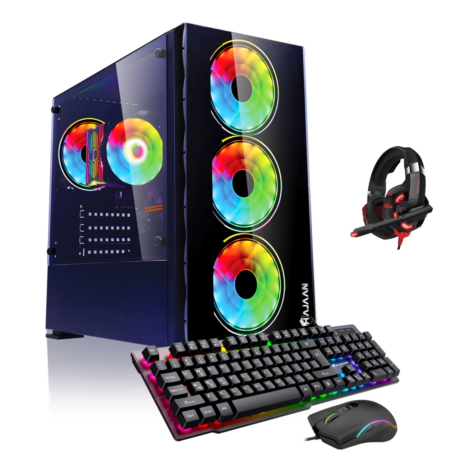 HAJAAN Gaming Computer Desktop PC | AMD Ryzen 7 5700G Processor 3.8GHz | 16GB DDR4 RAM | 512GB SSD | GeForce RTX 3050 8GB GDDR6 | Wi-Fi Ready | VR Ready | Windows 11 Pro