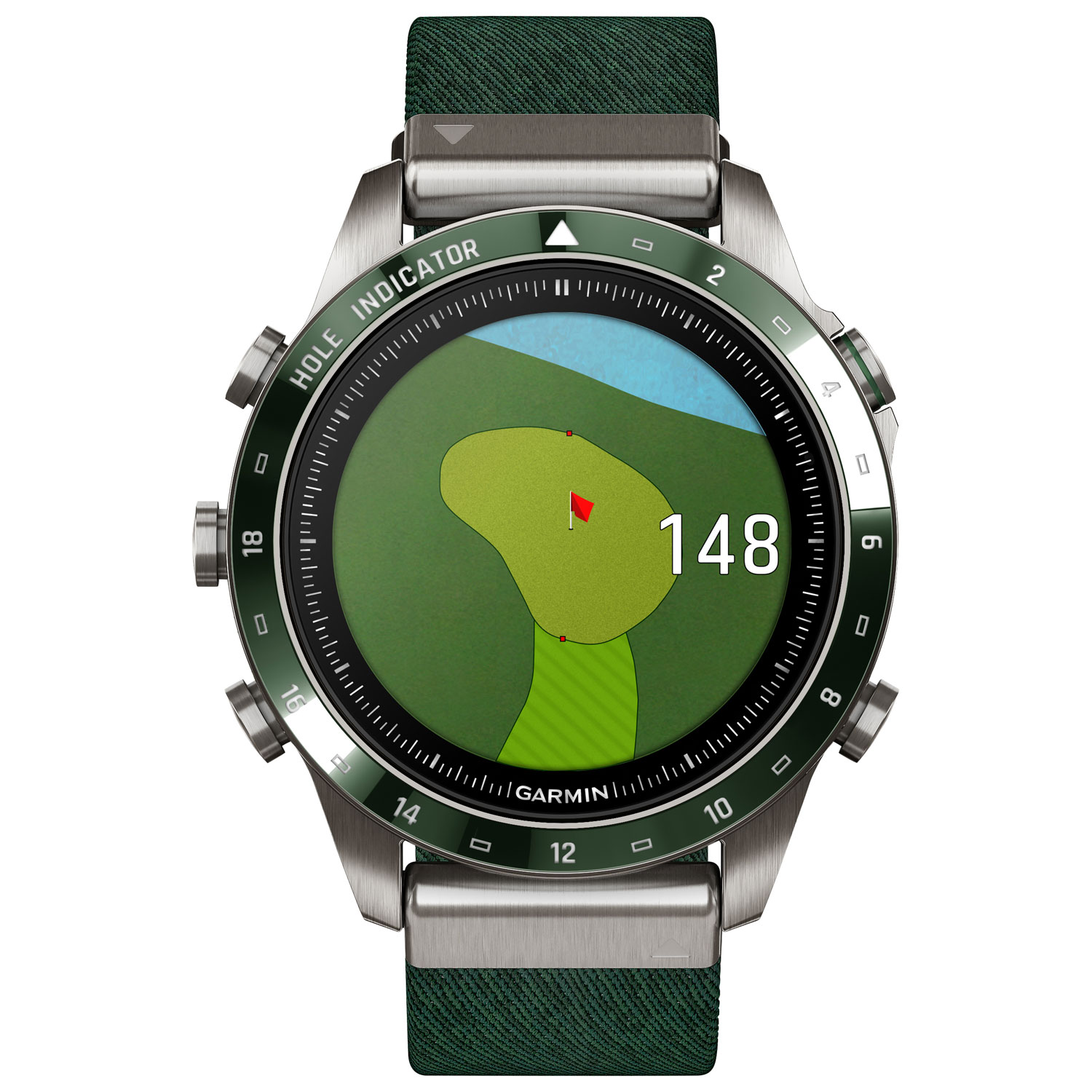 Montre intelligente Bluetooth avec GPS de 46 mm MARQ Golfer Gen 2 de Garmin - Vert pin