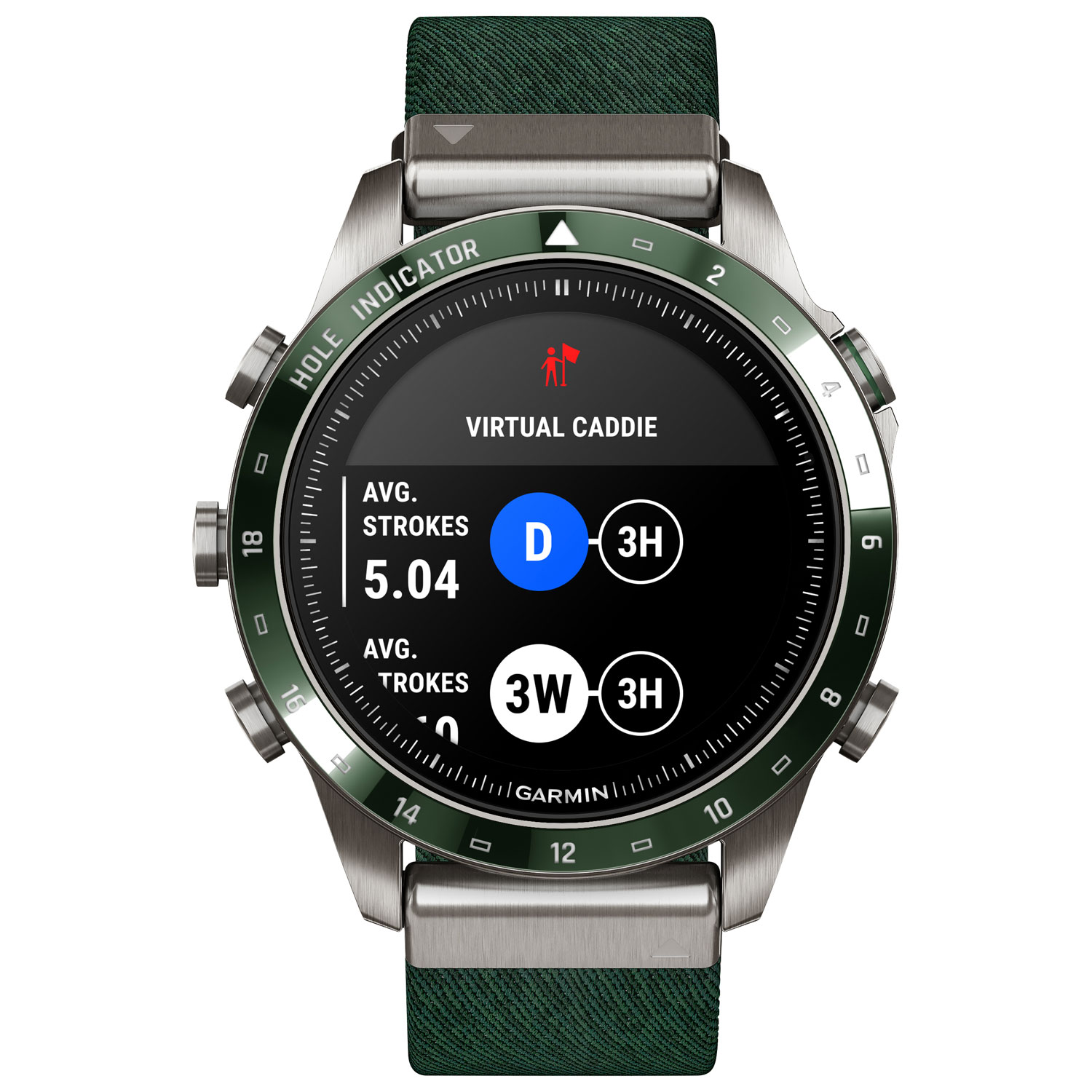 Montre intelligente Bluetooth avec GPS de 46 mm MARQ Golfer Gen 2 de Garmin - Vert pin