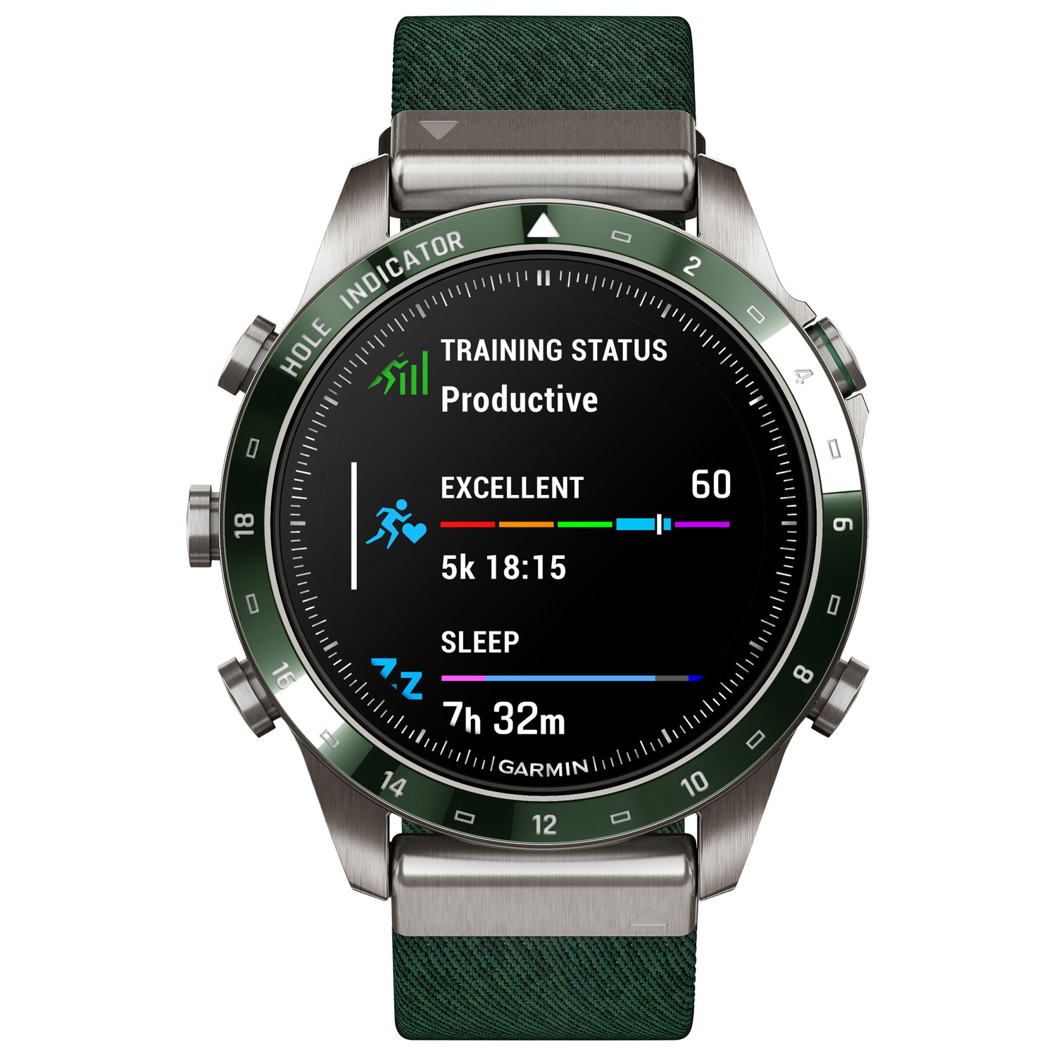 Montre intelligente Bluetooth avec GPS de 46 mm MARQ Golfer Gen 2 de Garmin - Vert pin