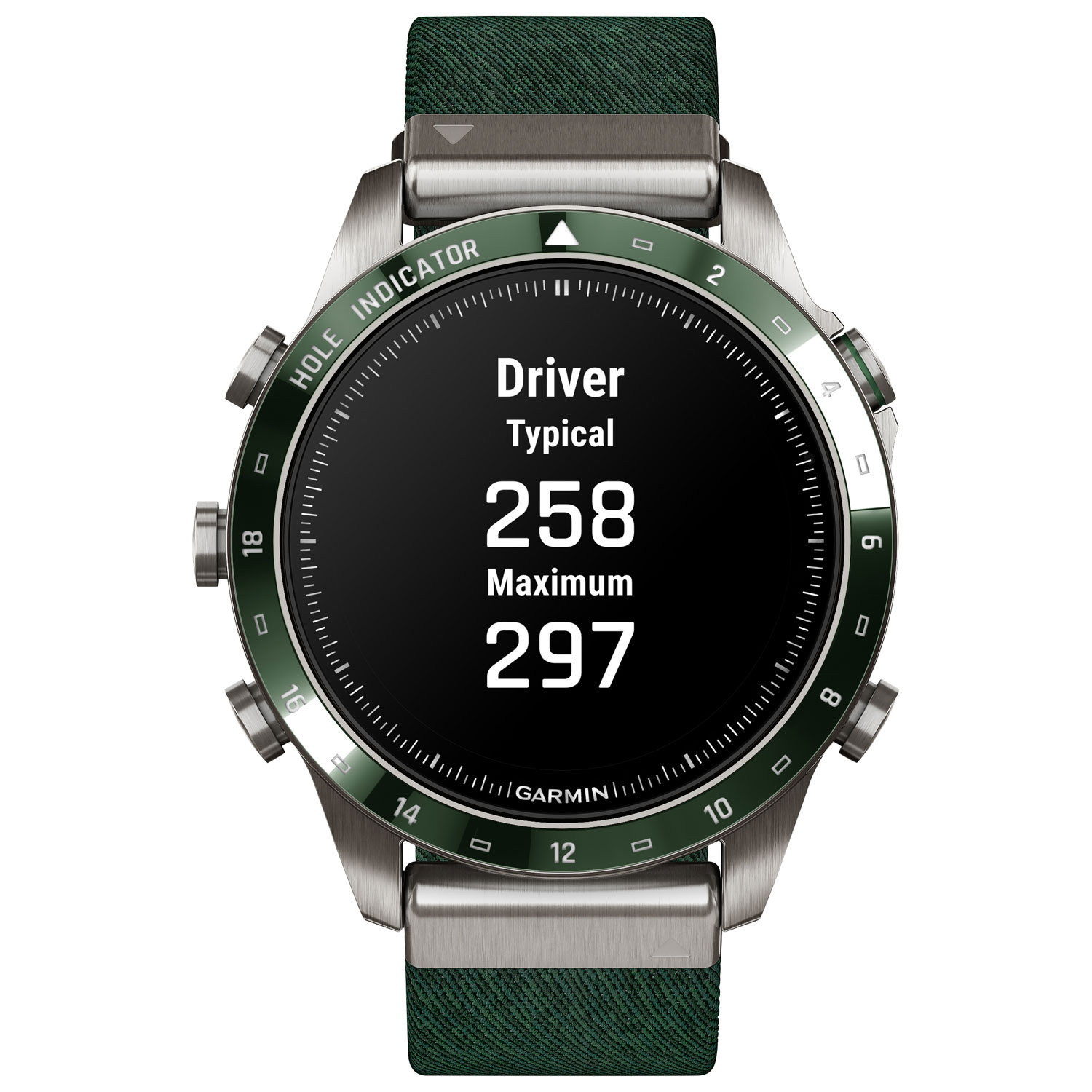 Montre intelligente Bluetooth avec GPS de 46 mm MARQ Golfer Gen 2 de Garmin - Vert pin