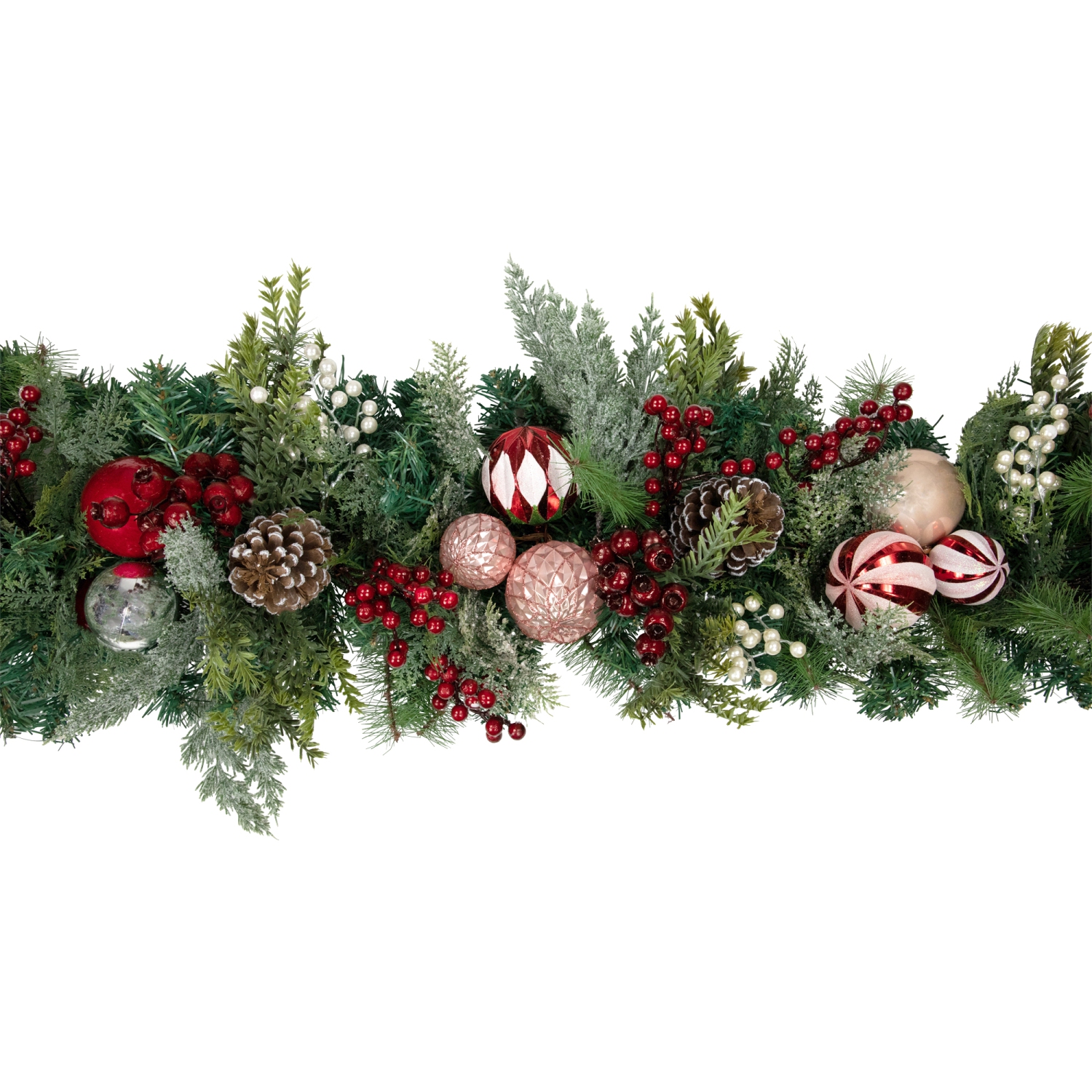 Pre-Decorated Ornaments and Pinecones Artificial Christmas Garland - 7' x 14" - Unlit