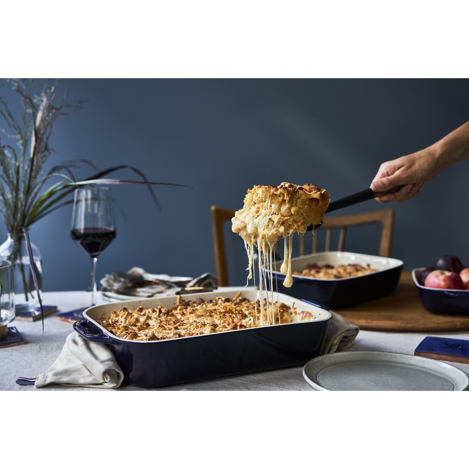 STAUB – Plat de cuisson rectangulaire en céramique Ceramique 4,4 L, bleu foncé