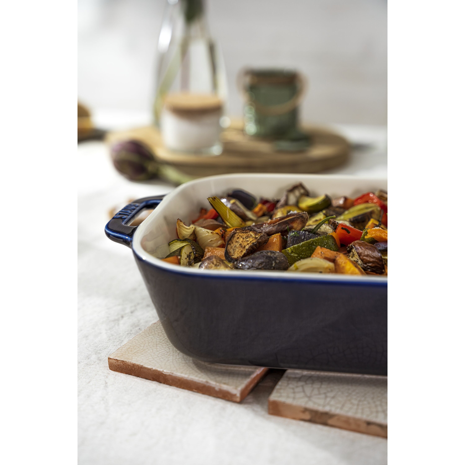 STAUB – Plat de cuisson rectangulaire en céramique Ceramique 4,4 L, bleu foncé