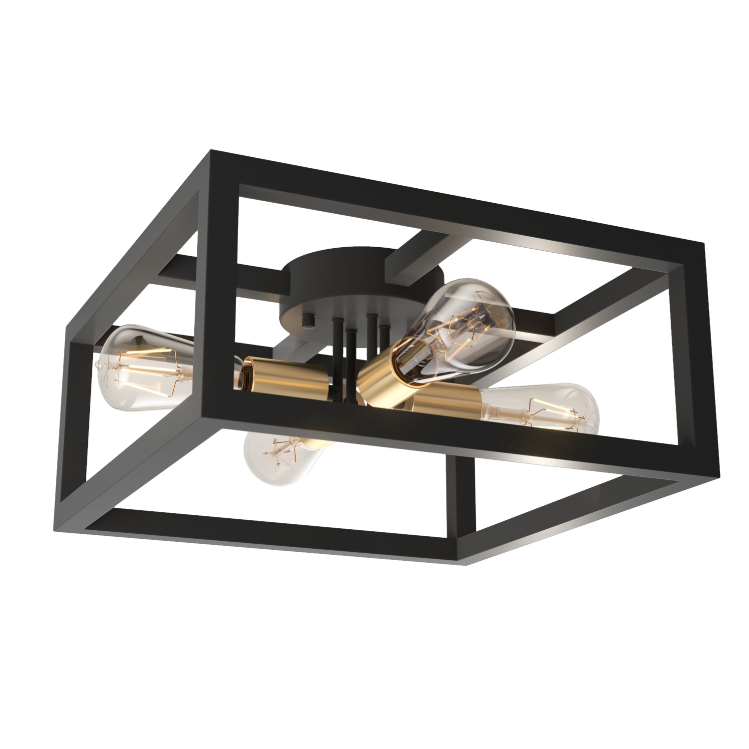 Artika Princeton Modern Mid Century Semi-Flush Mount Ceiling Light, Black and Gold