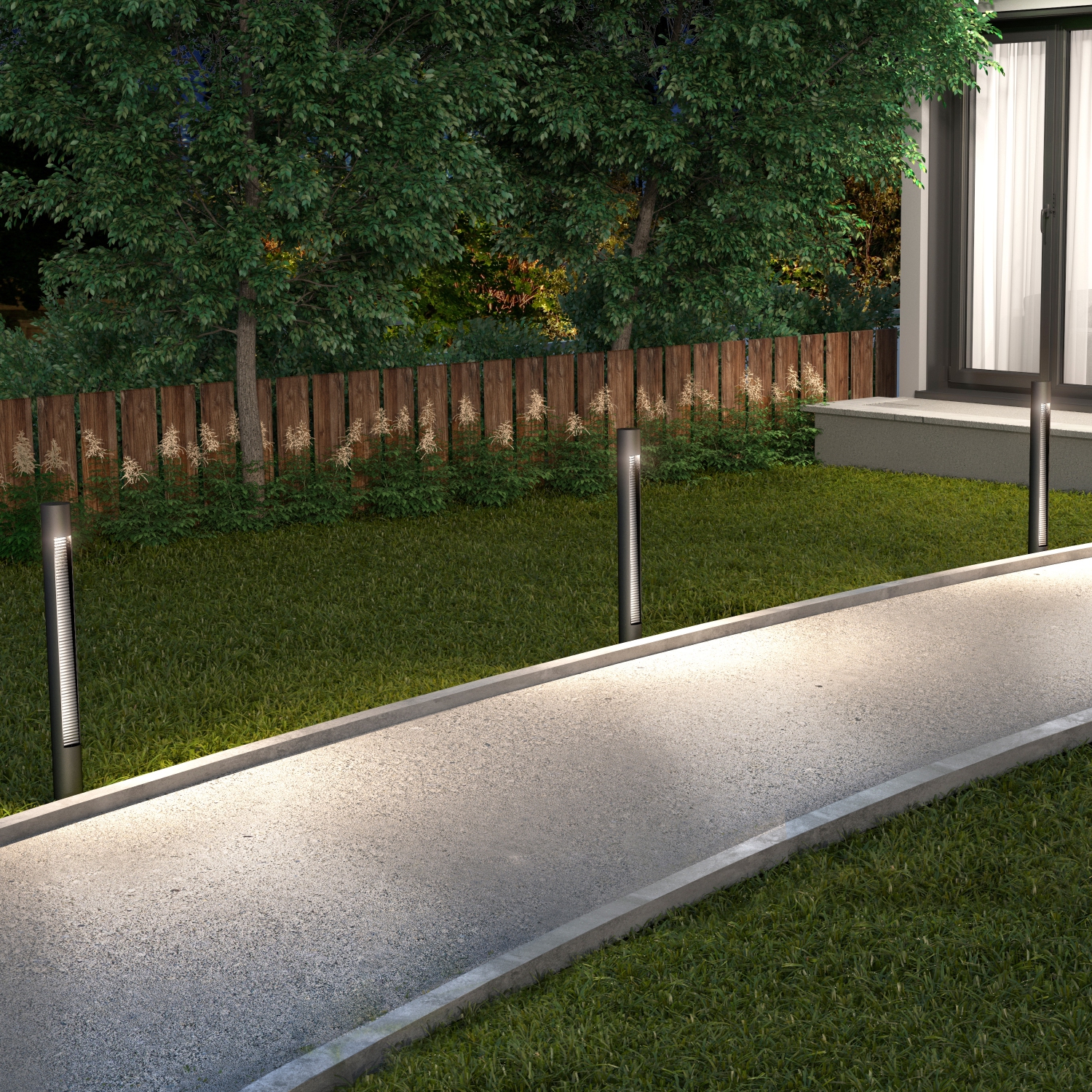 Artika Dark Sky Modern Bollard Pathway Light, Black