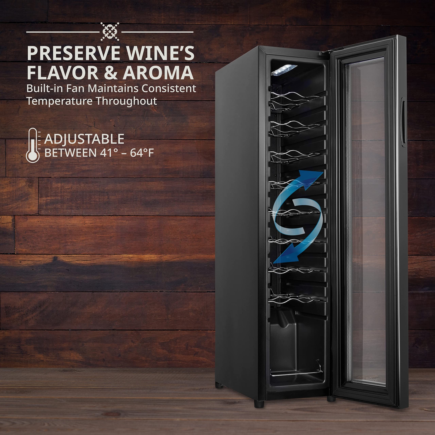 Ivation 18 Bottle Freestanding Wine Fridge, Wine Cooler with Lock, Black
