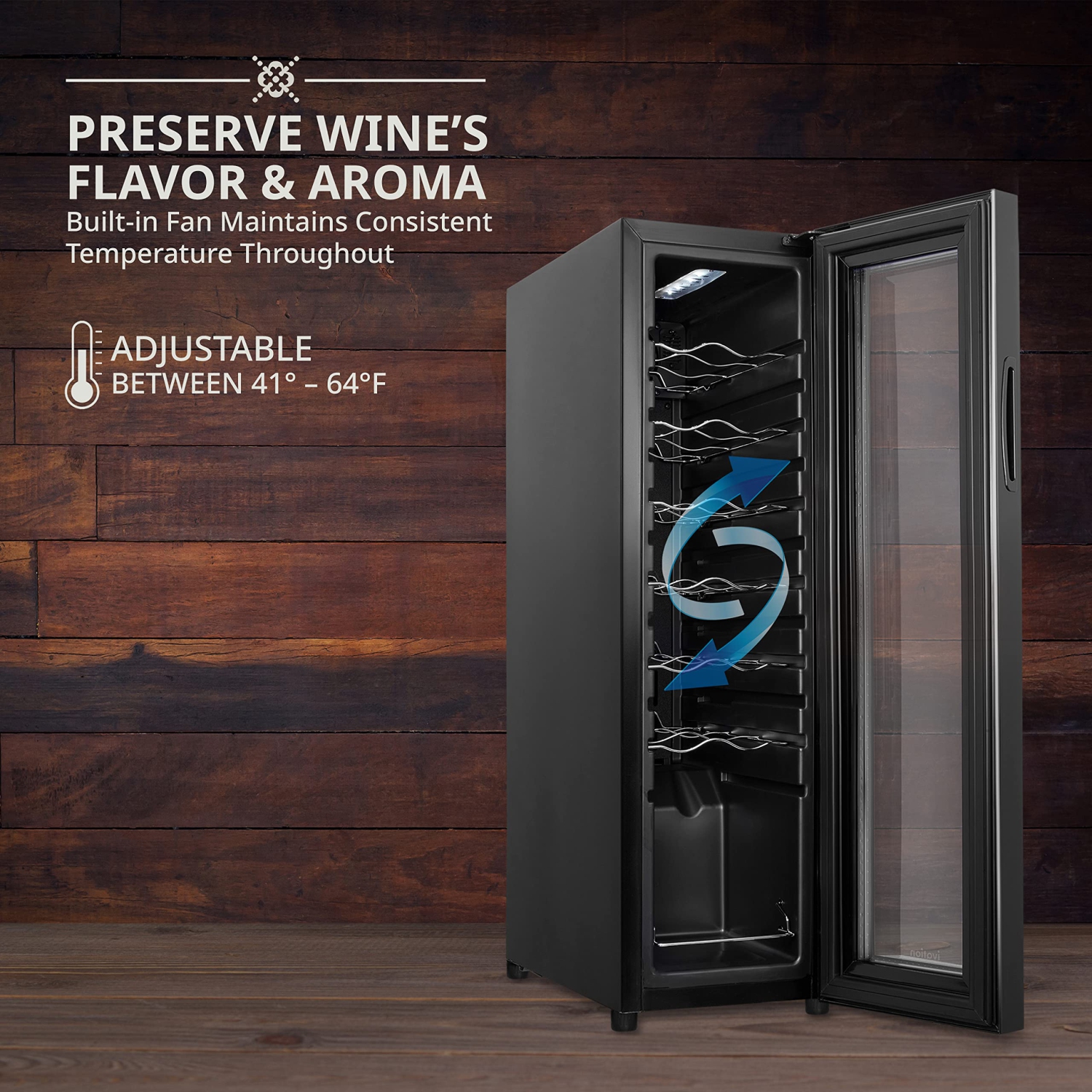 Ivation 14 Bottle Freestanding Wine Fridge, Wine Cooler with Lock, Black