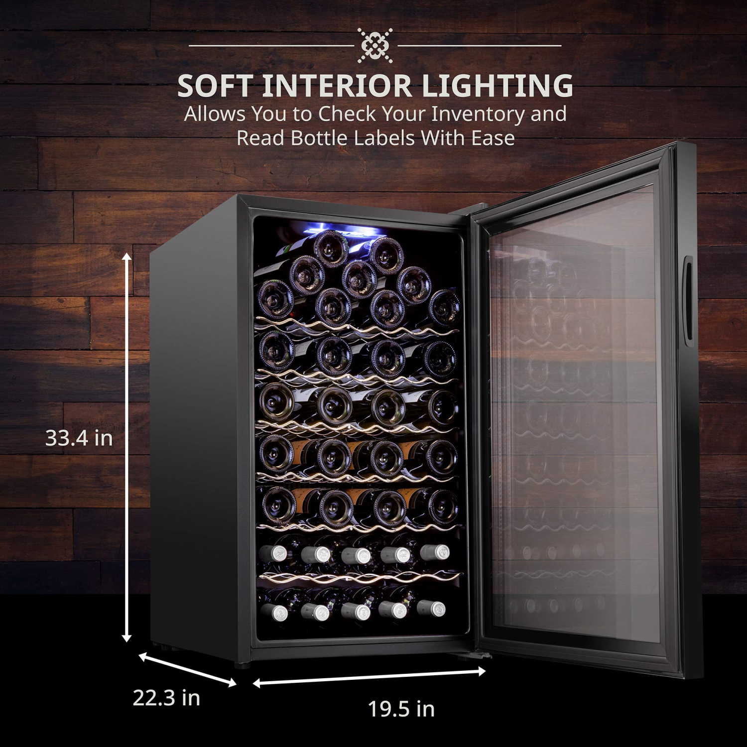 Ivation 51 Bottle Freestanding Wine Fridge, Wine Cooler with Wi-Fi Smart App Control and Lock, Black