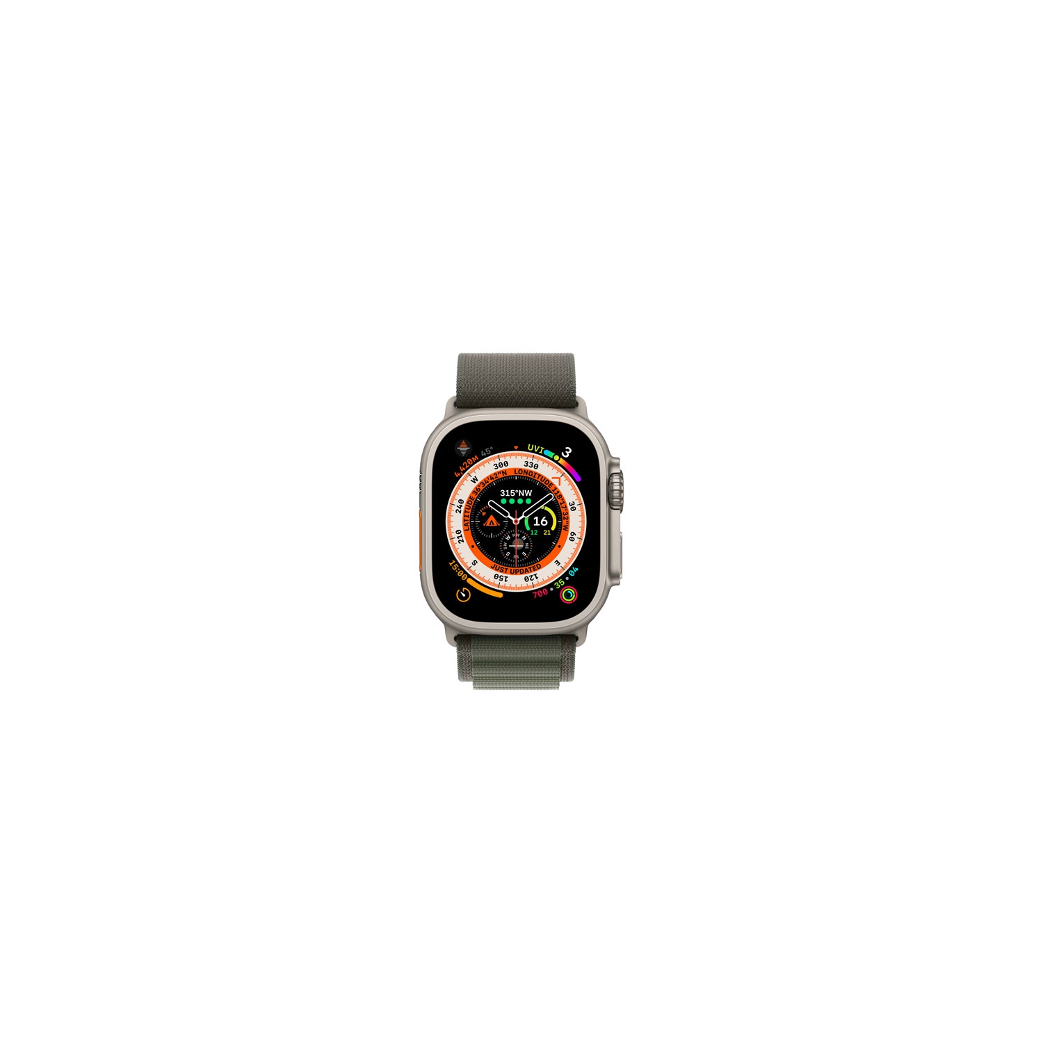 Open Box - Apple Watch Ultra 49mm Titanium Case with Green Alpine Loop - Small