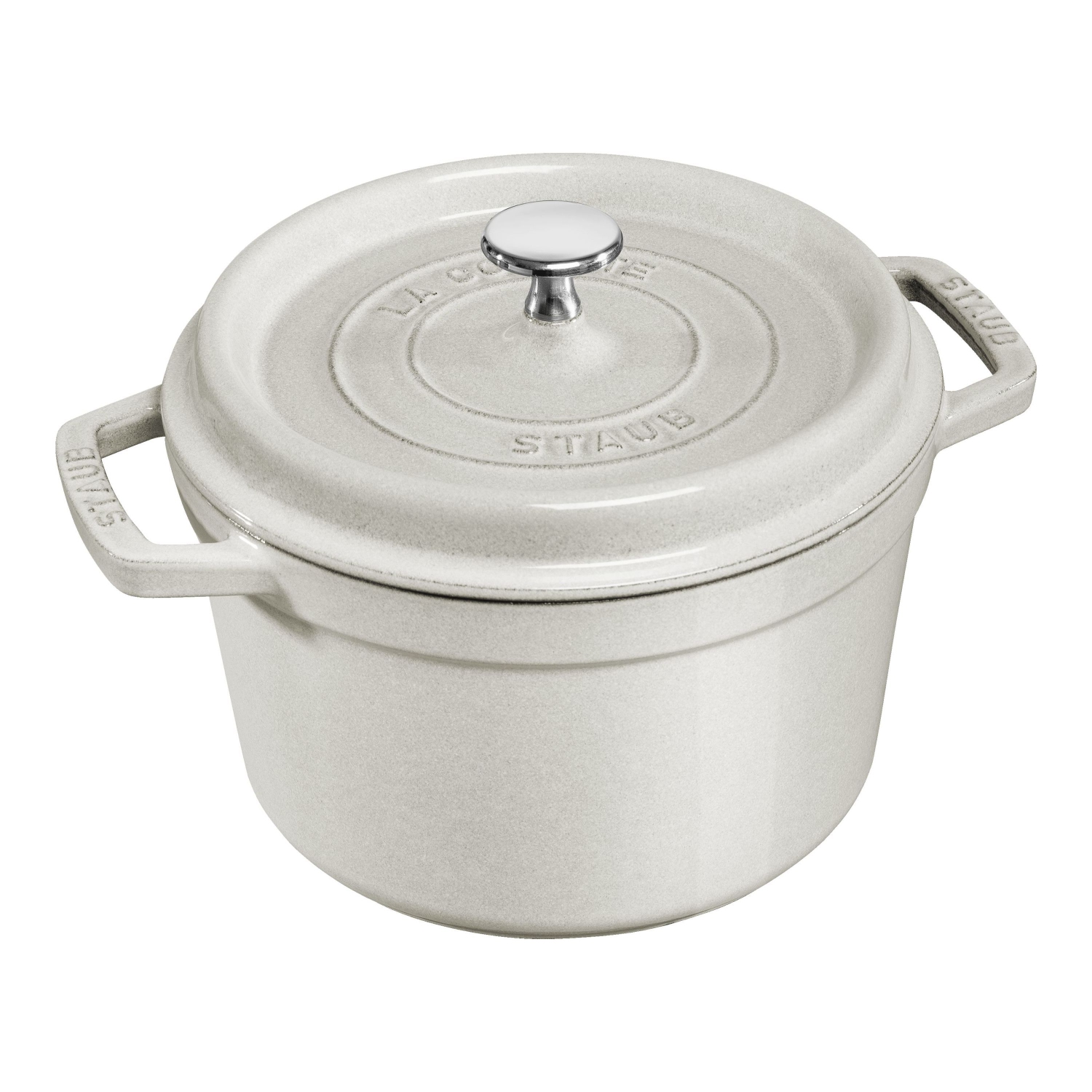 STAUB La Cocotte 4.75 L Cast Iron Round Tall Cocotte, White Truffle