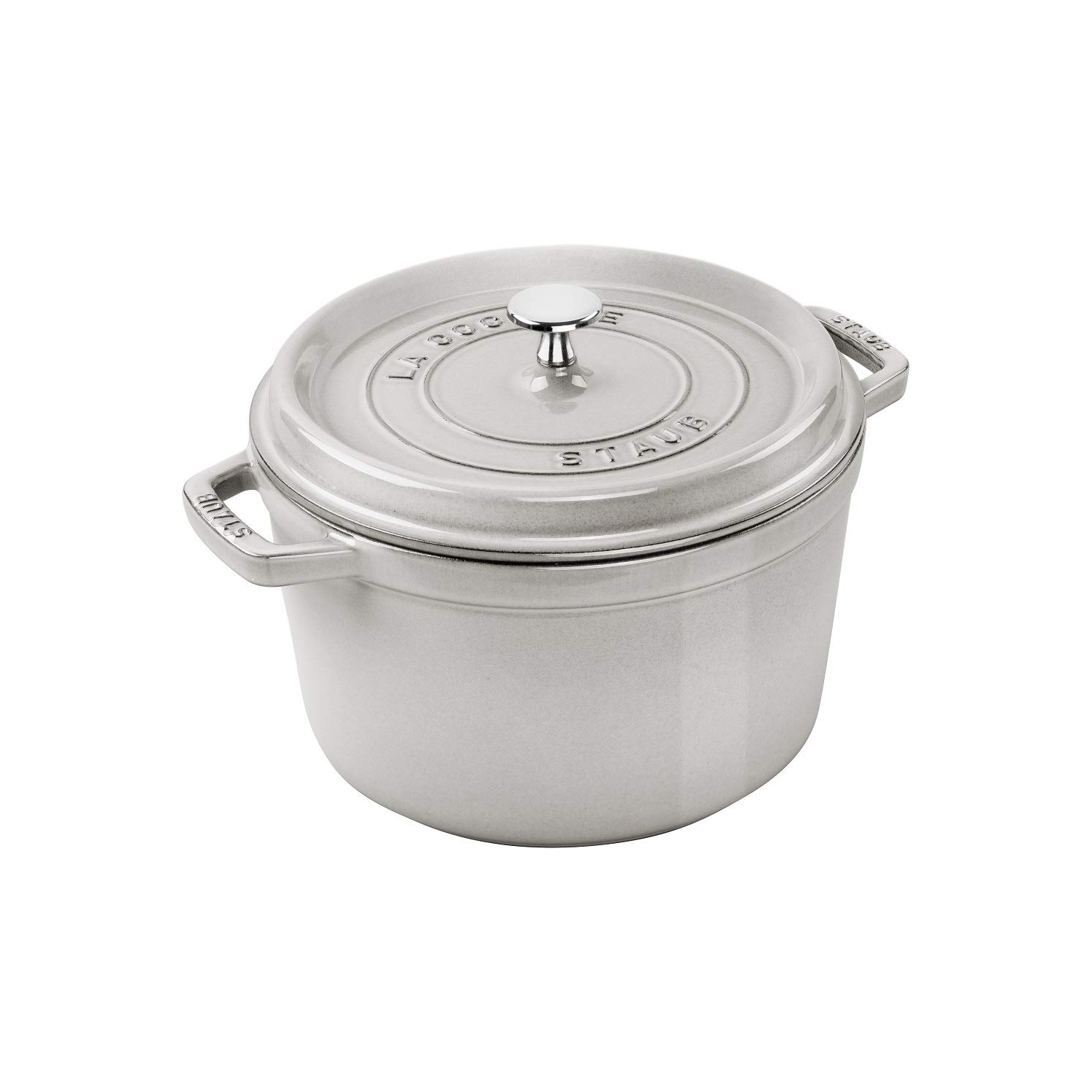 STAUB La Cocotte 4.75 L Cast Iron Round Tall Cocotte, White Truffle
