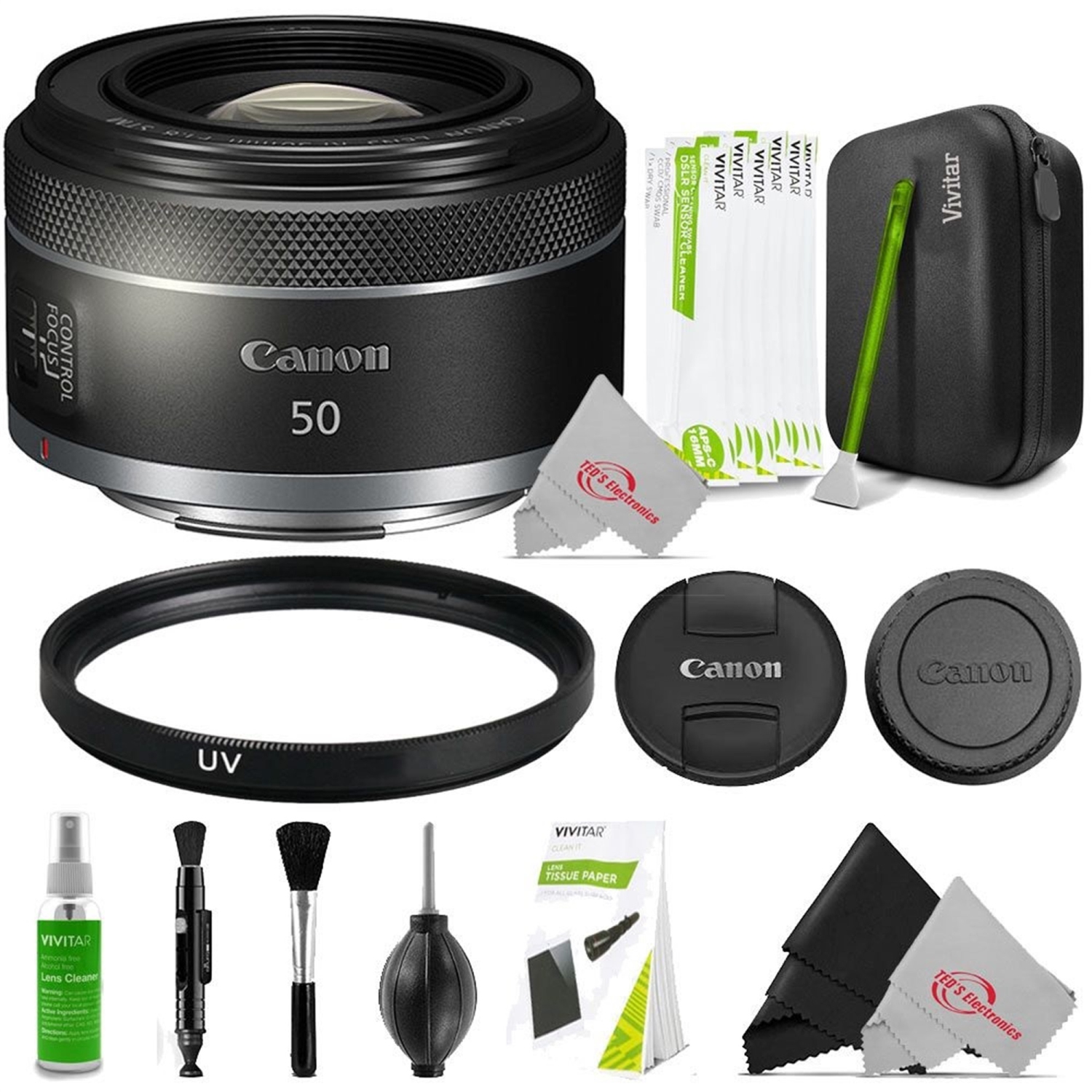 Canon RF 50mm f/1.8 STM Lens + UV Filter + Professional Cleaning Kit