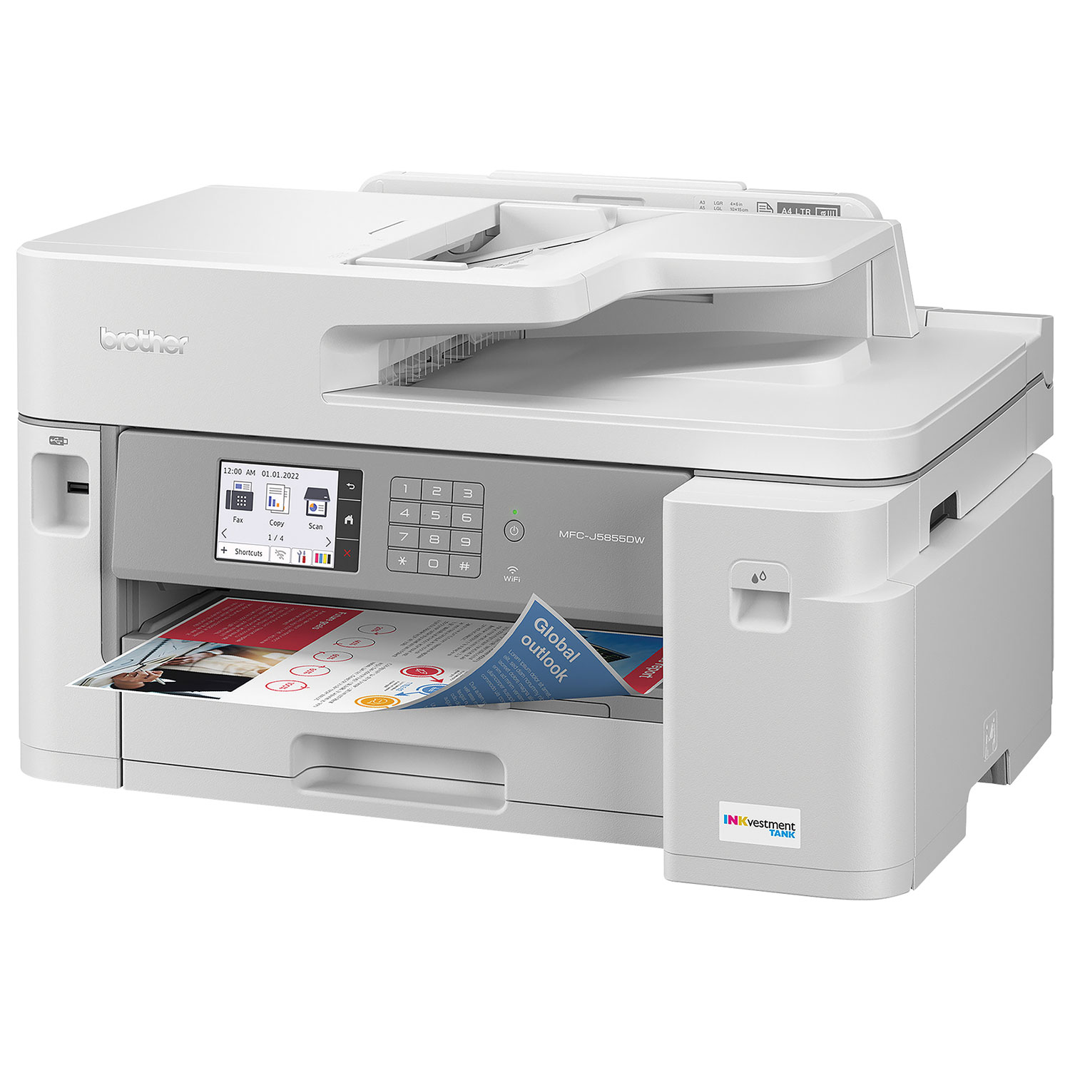 Brother MFCJ5855DW Wireless All-In-One Inkjet Printer with INKvestment Tank