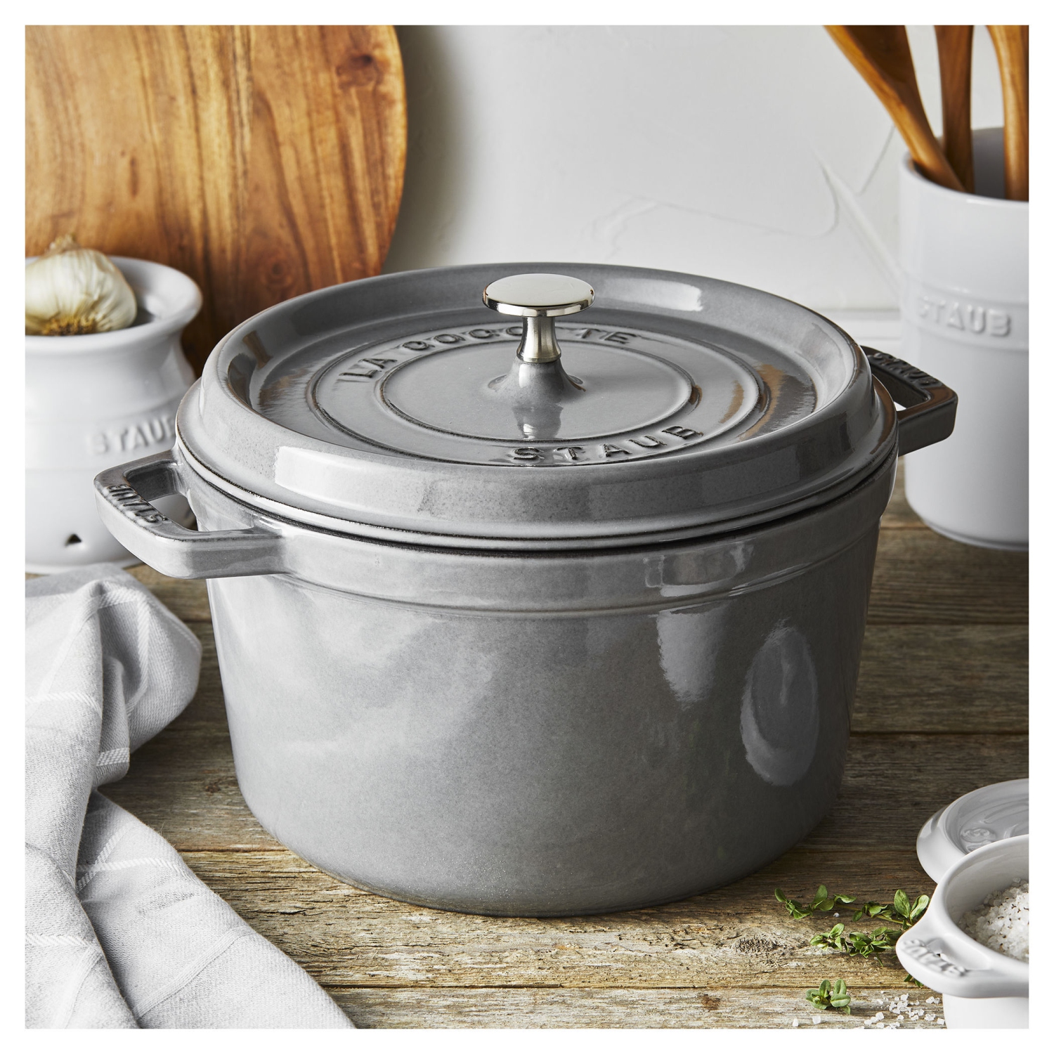 STAUB – grande cocotte ronde en fonte la cotte, 4,75 L, graphite-gris