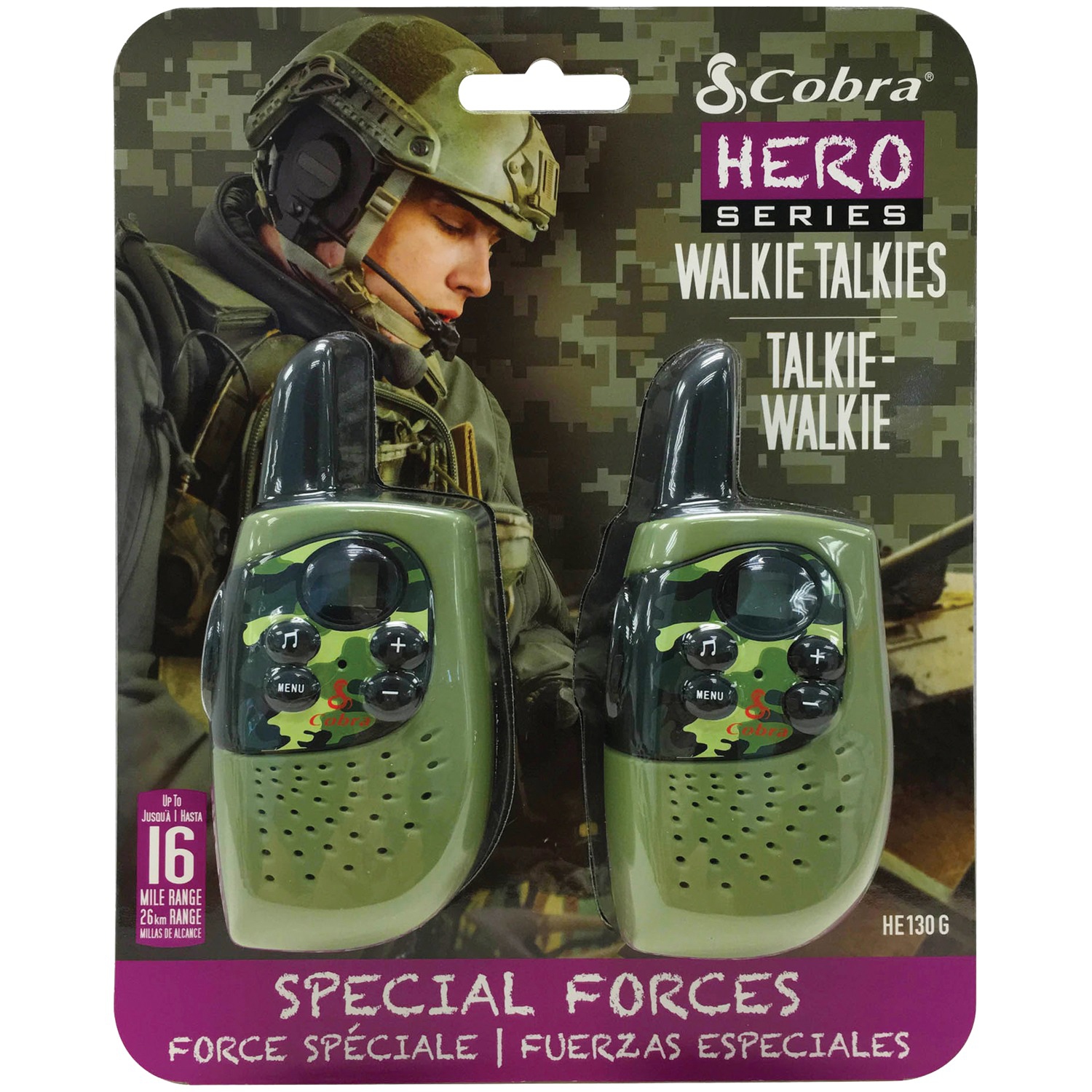 Cobra Hero Series Walkie Talkies HE130 Special Forces Green 22 Channels