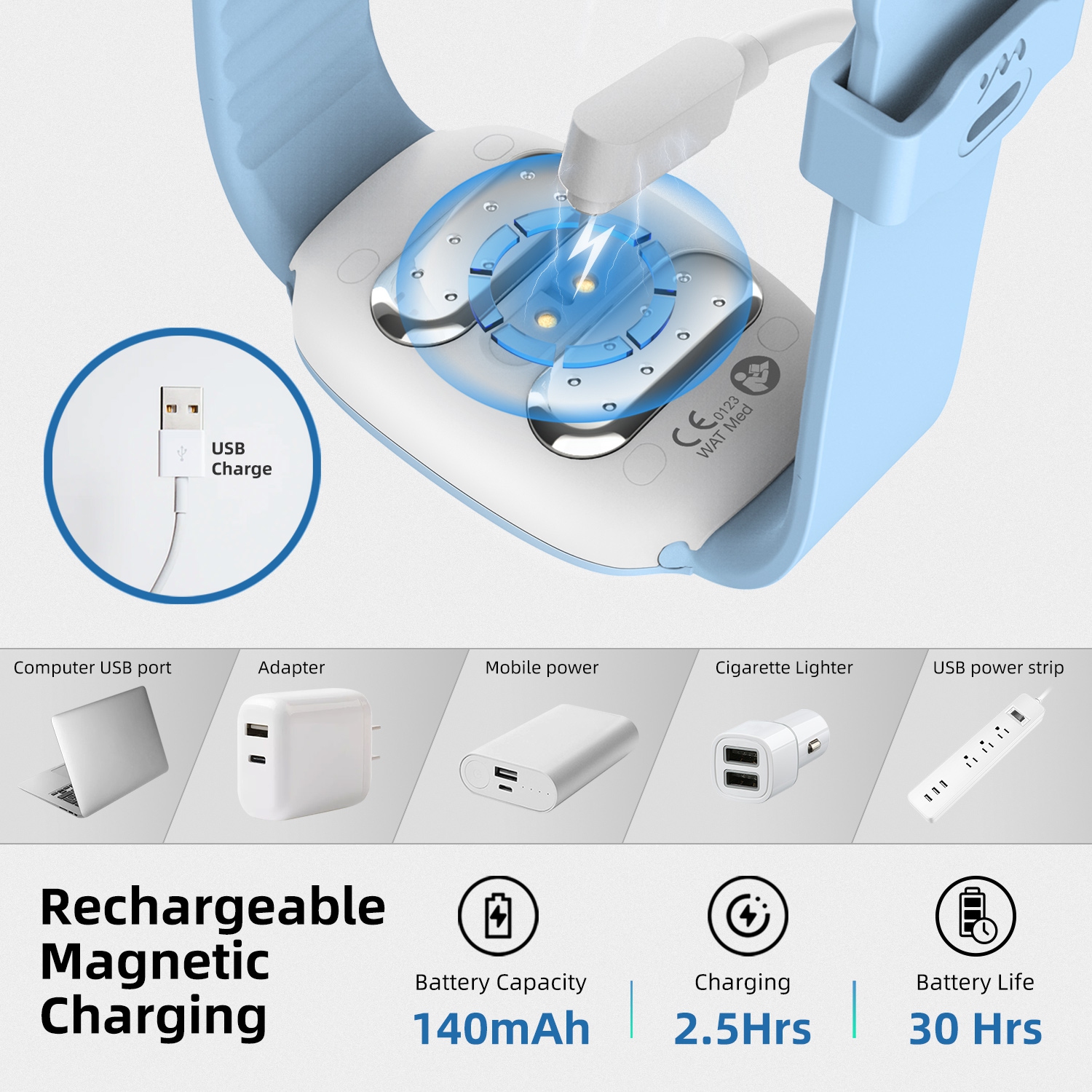EmeTerm Fashion Relieve Nausea Electrode Stimulator Morning Sickness Motion Travel Sickness Vomit Relief Rechargeable No Gel Drug Free Wrist Bands