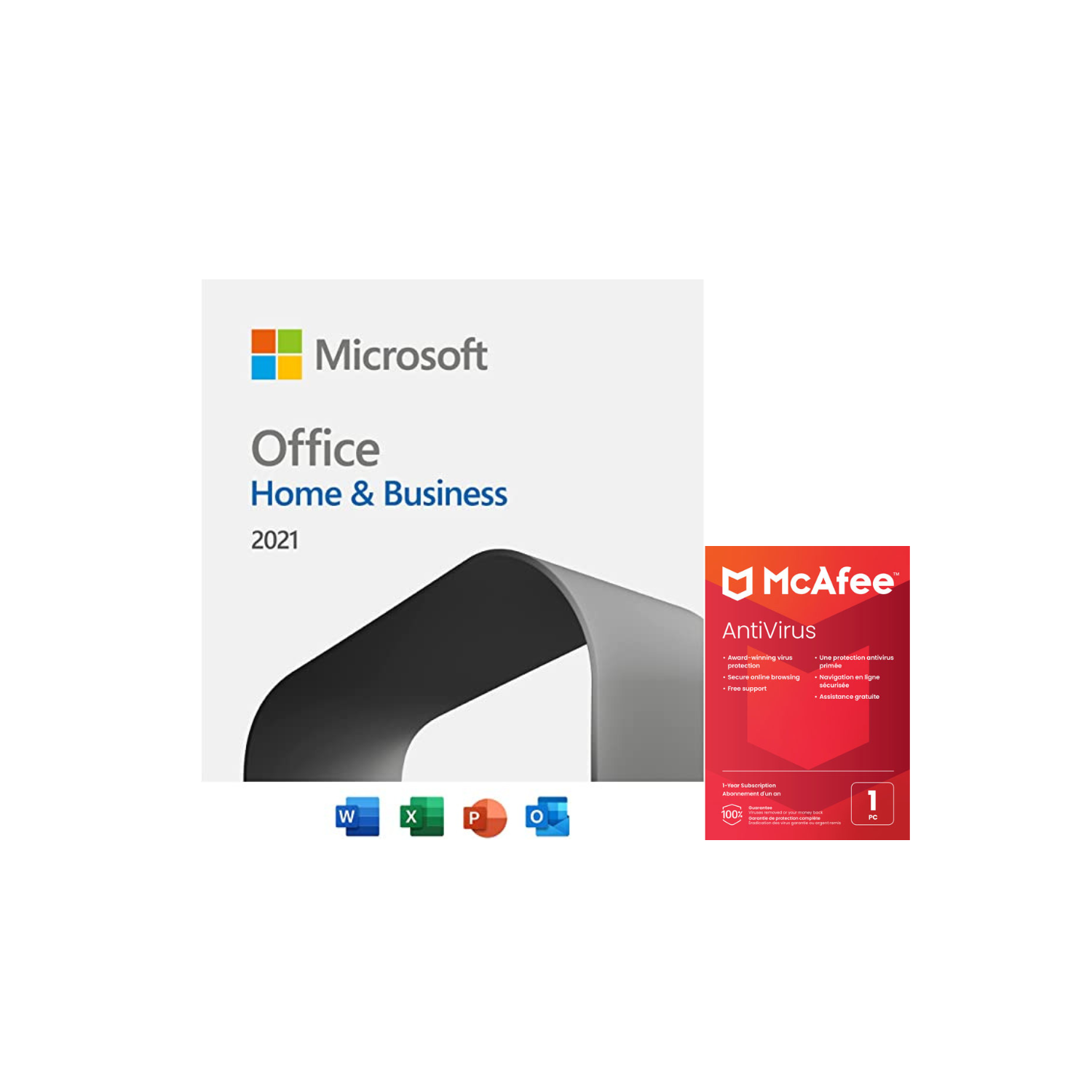 Microsoft Office Home & Business 2021 (PC/Mac) & McAfee AntiVirus Combo | 1 User | Digital Download