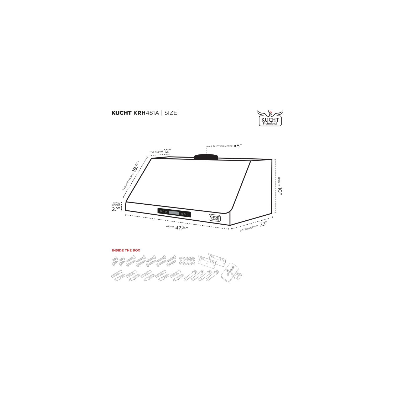 KUCHT Professional 48-inch Under Cabinet Range Hood 1200CFM in Stainless Steel