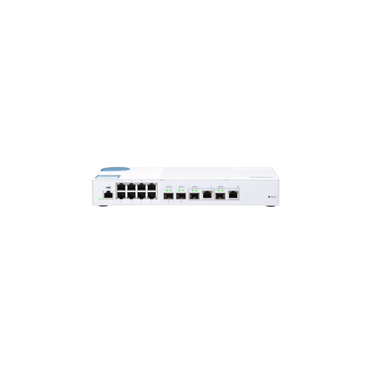 QNAP – Commutateur géré QSW-M408-2C-US 10GbE, 2 ports 10GbE SFP+/RJ45 combinés, 2 ports 10GbE SFP+, 2 ports 10GbE base-T et 8 ports Gigabit