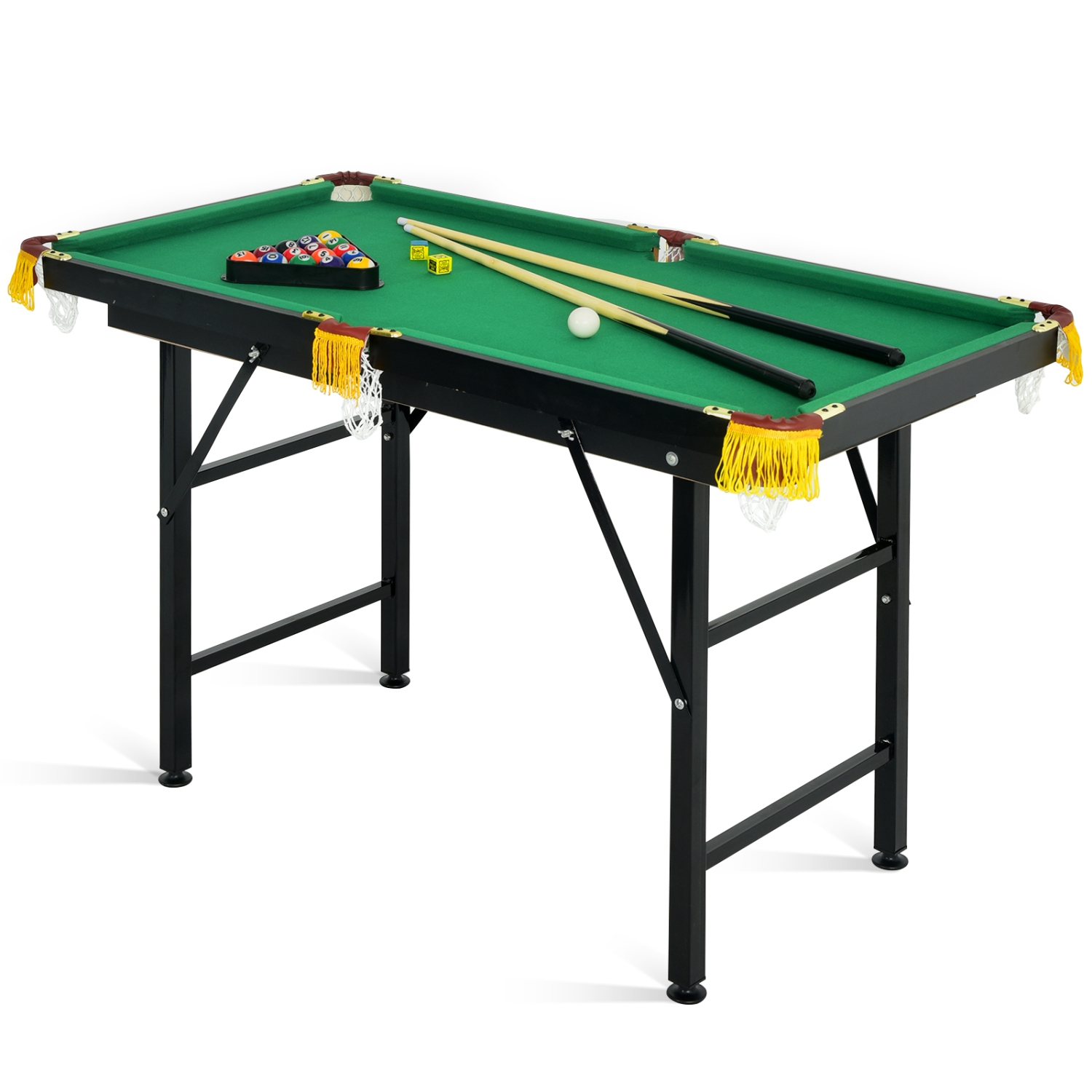 Topbuy 47" Pool Table Set for Kids Foldable Billiard Table for Home and School Green
