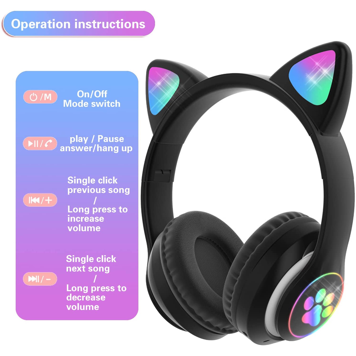 Casque sans fil Cat Ear LED pour écouter de la musique casque sans fil Pour  les enfants en ligne Etudier vrai casque sans fil - Chine Écouteurs TWS et  écouteurs Bluetooth prix