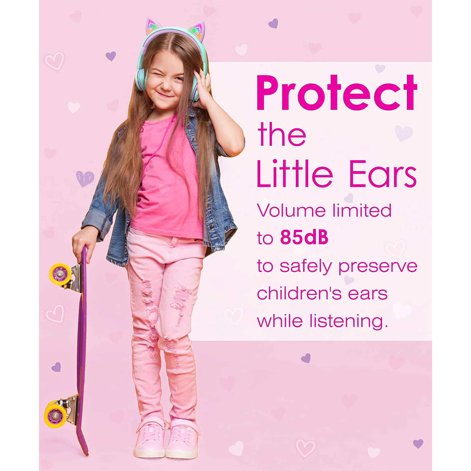 Écouteurs LED Cat Ears pour enfants, casque filaire intra-auriculaire de 3,5 mm avec câbles lacés pour smartphones, PC et ordinateur portable -