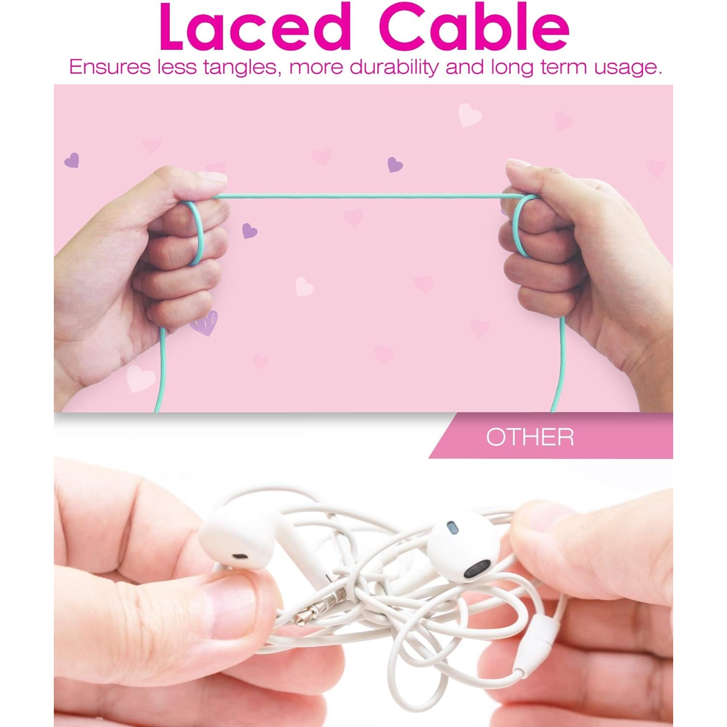 Écouteurs LED Cat Ears pour enfants, casque filaire intra-auriculaire de 3,5 mm avec câbles lacés pour smartphones, PC et ordinateur portable -