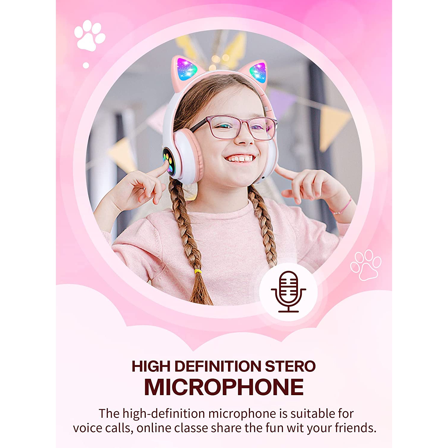 Casque Bluetooth pour enfants sur l'oreille avec micro pour l'école, casques  sans fil Monster Bluetooth 5.0 pour les garçons filles adolescents, avec  son stéréo HD, pour ipad