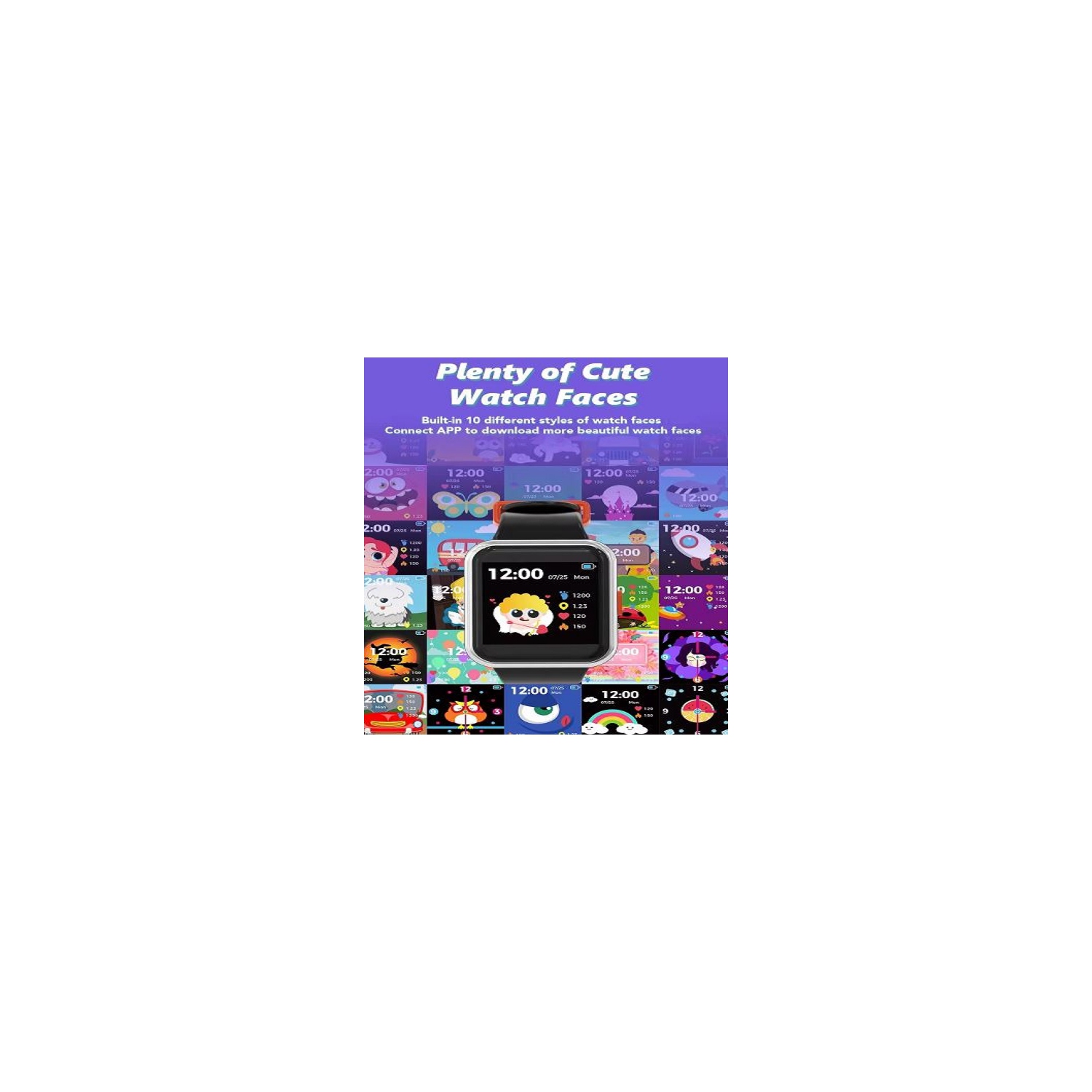 Montre intelligente pour enfants ULTREND, moniteur d'activité physique, écran tactile de 1,44 po, 3 jeux intégrés, étanche IP68, et 6 modes de sport.