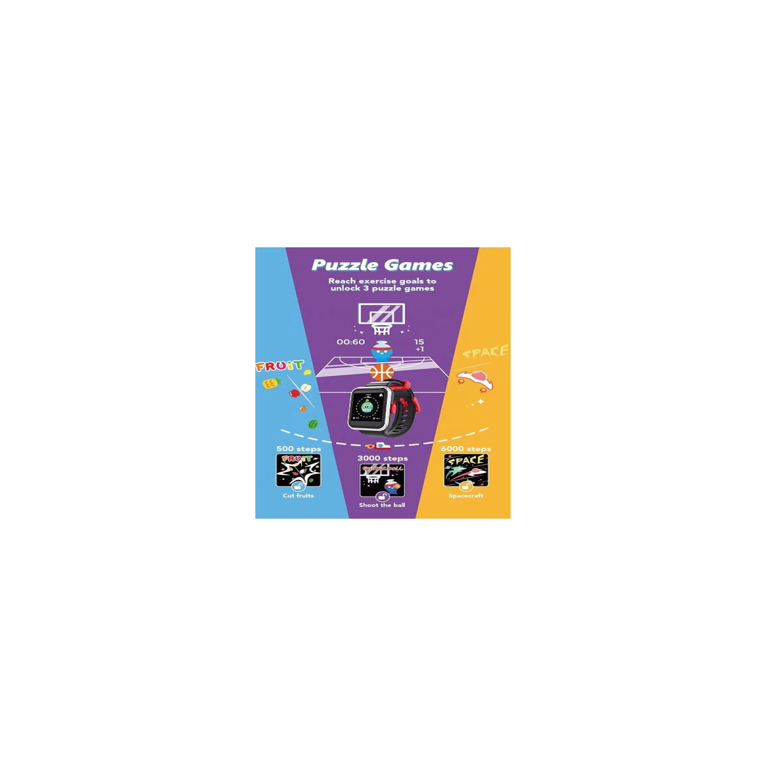 Montre intelligente pour enfants ULTREND, moniteur d'activité physique, écran tactile de 1,44 po, 3 jeux intégrés, étanche IP68, et 6 modes de sport.