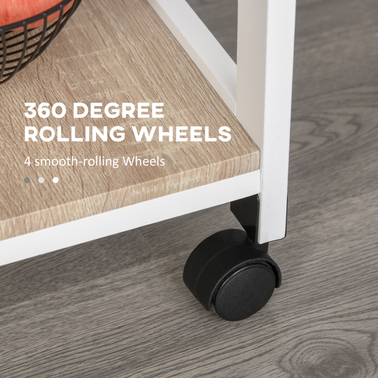 Chariot de bar HOMCOM, chariot de cuisine à 5 niveaux avec plateau de service amovible, chariot à café sur roulettes avec tiroir et panier métallique